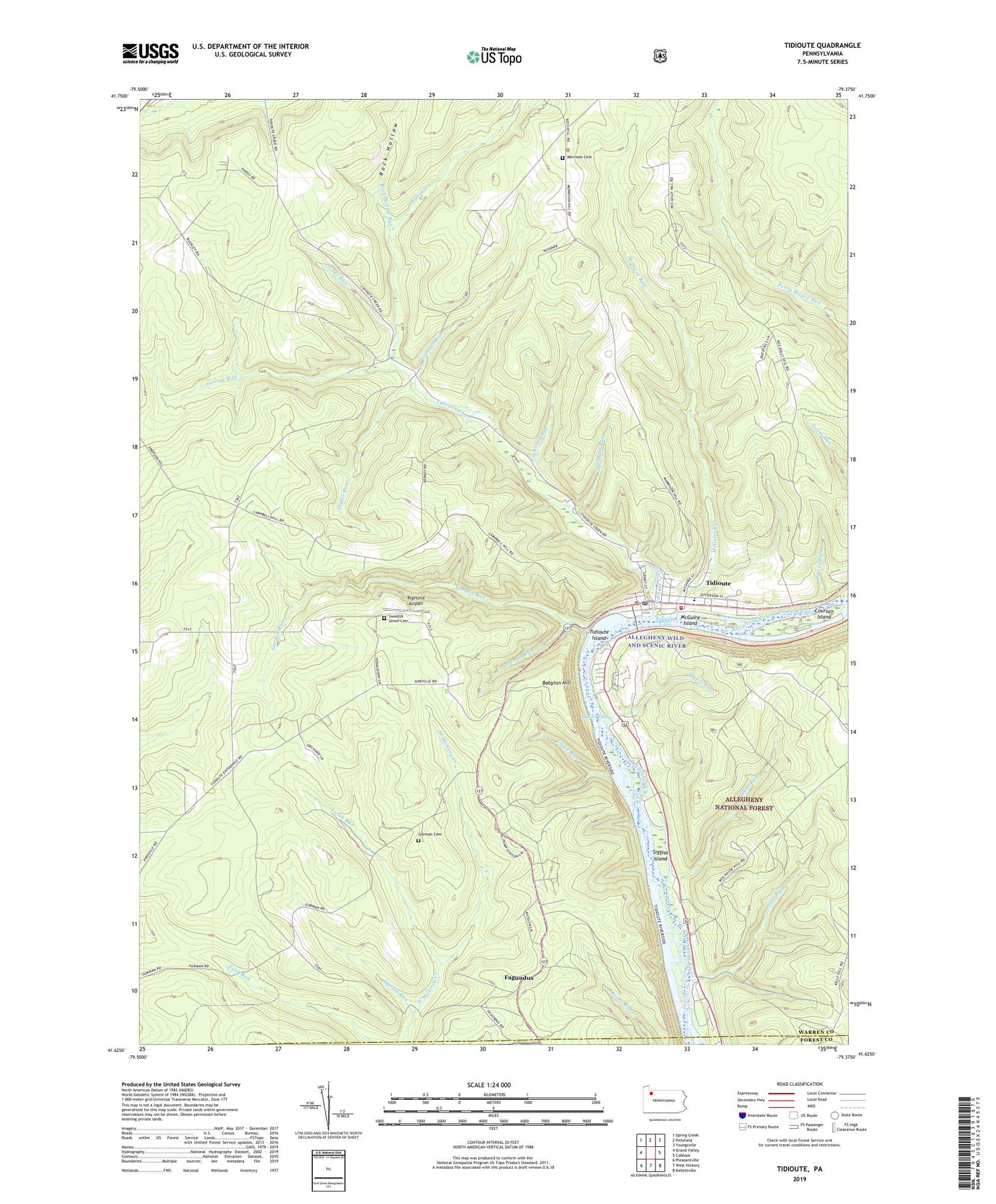 Tidioute Pennsylvania US Topo Map Image