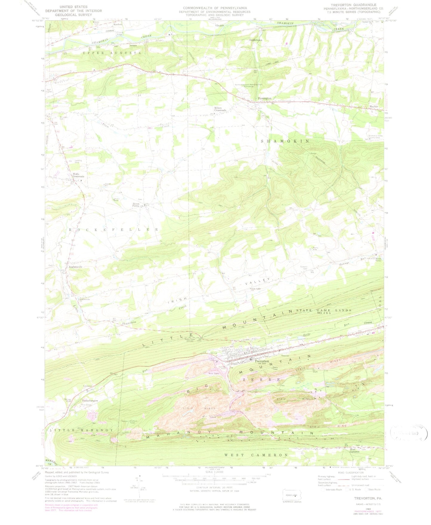Classic USGS Trevorton Pennsylvania 7.5'x7.5' Topo Map Image