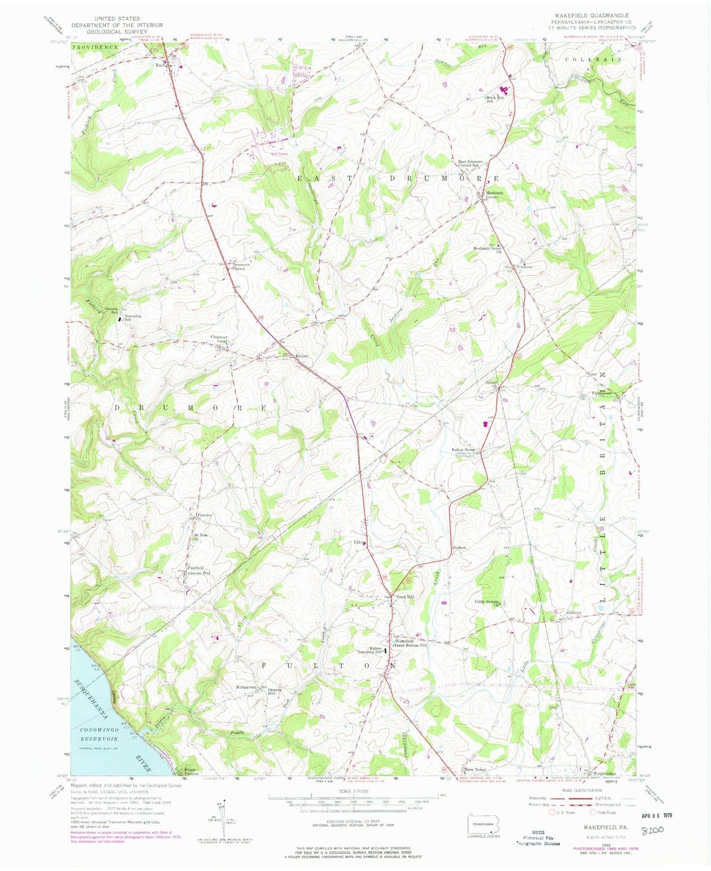 Classic USGS Wakefield Pennsylvania 7.5'x7.5' Topo Map Image
