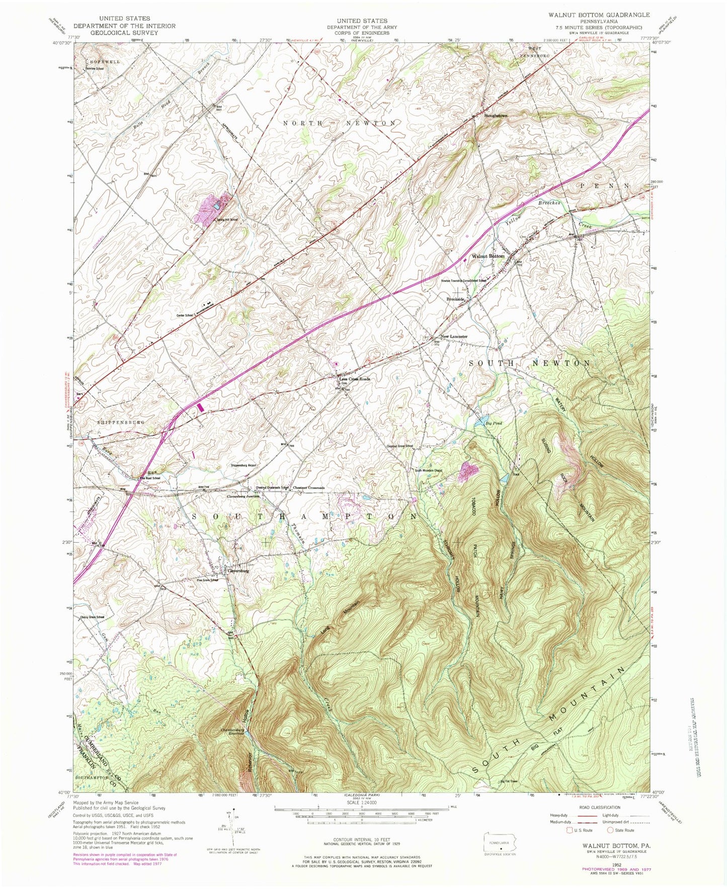 Classic USGS Walnut Bottom Pennsylvania 7.5'x7.5' Topo Map Image
