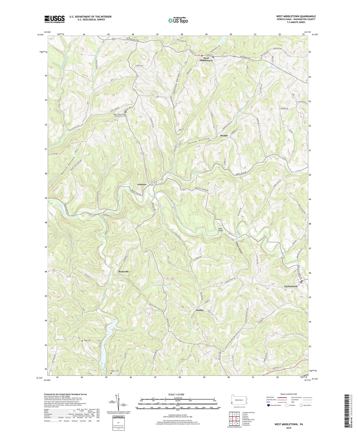 West Middletown Pennsylvania US Topo Map Image