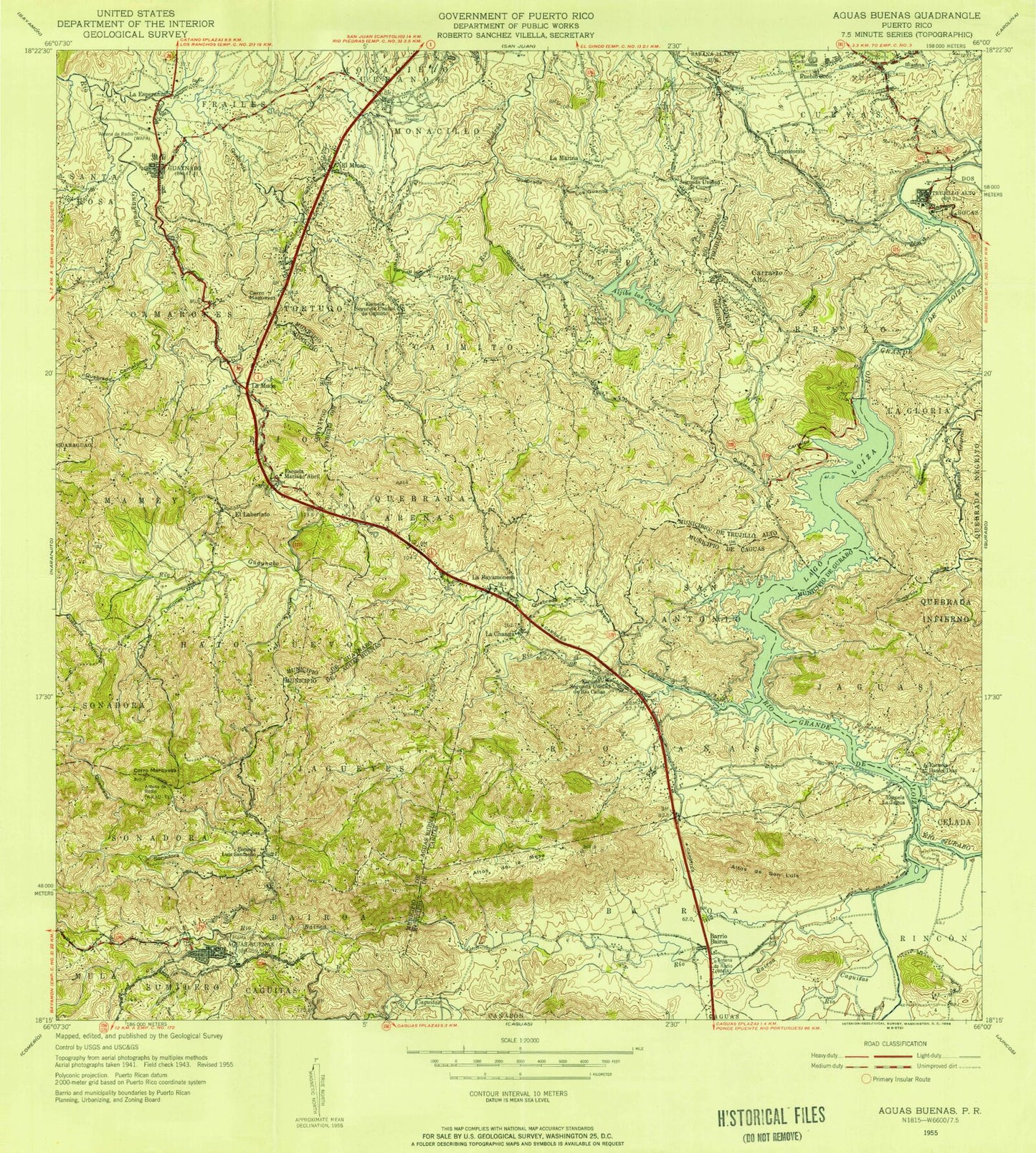 Classic USGS Aguas Buenas Puerto Rico 7.5'x7.5' Topo Map Image
