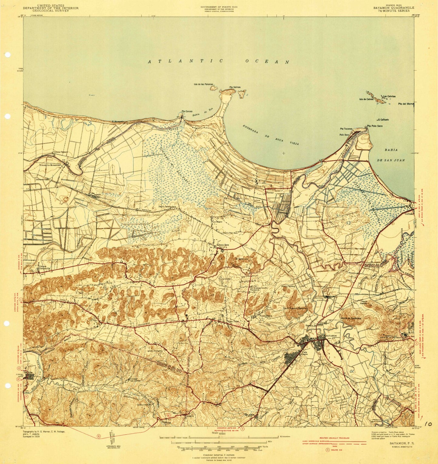 Classic USGS Bayamon Puerto Rico 7.5'x7.5' Topo Map Image