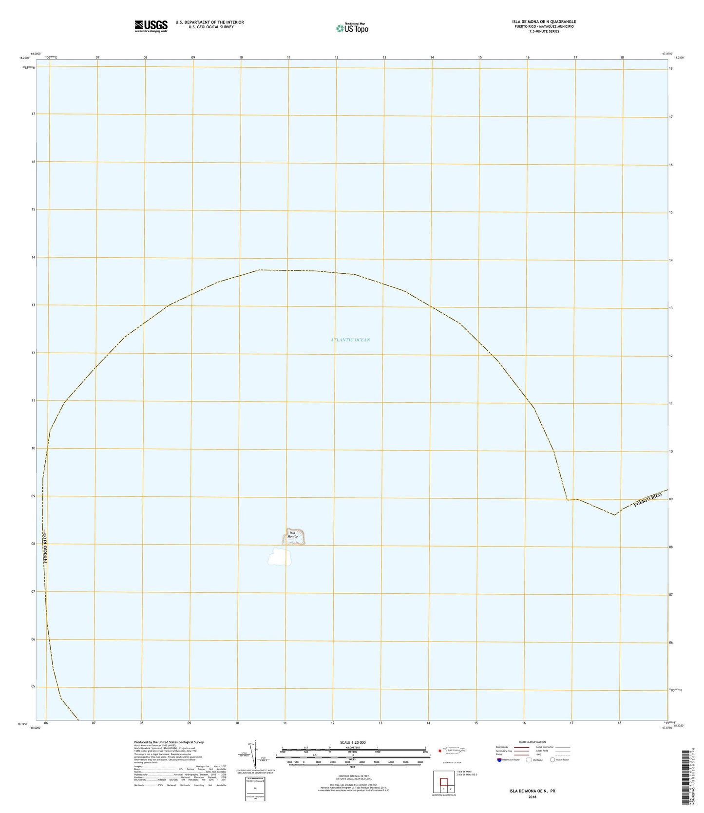 Isla de Mona OE N Puerto Rico US Topo Map Image