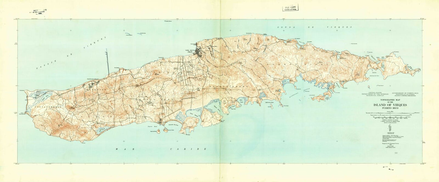Classic USGS Isla De Vieques Puerto Rico 7.5'x7.5' Topo Map Image
