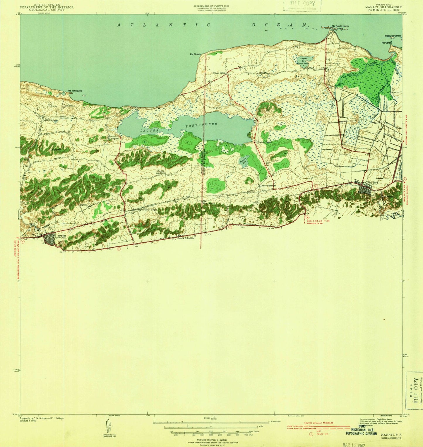 Classic USGS Manati Puerto Rico 7.5'x7.5' Topo Map Image