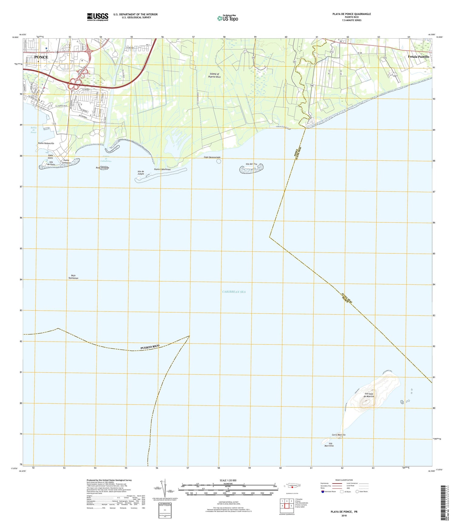 Playa De Ponce Puerto Rico US Topo Map Image