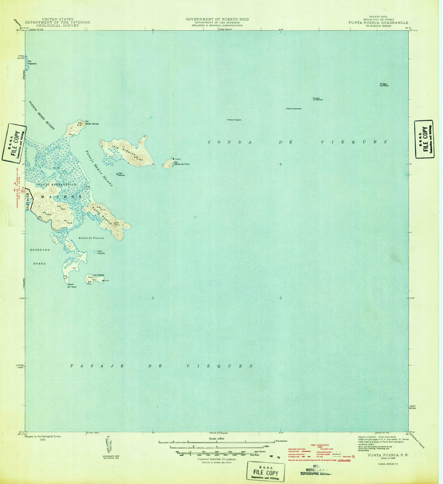 Classic USGS Punta Puerca Puerto Rico 7.5'x7.5' Topo Map Image