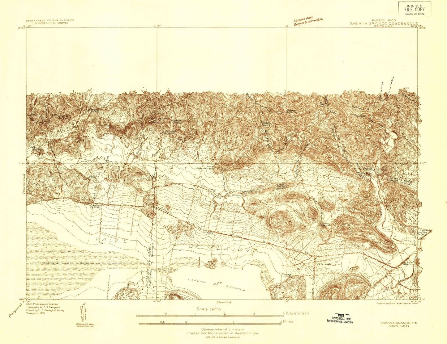 Classic USGS Sabana Grande Puerto Rico 7.5'x7.5' Topo Map Image