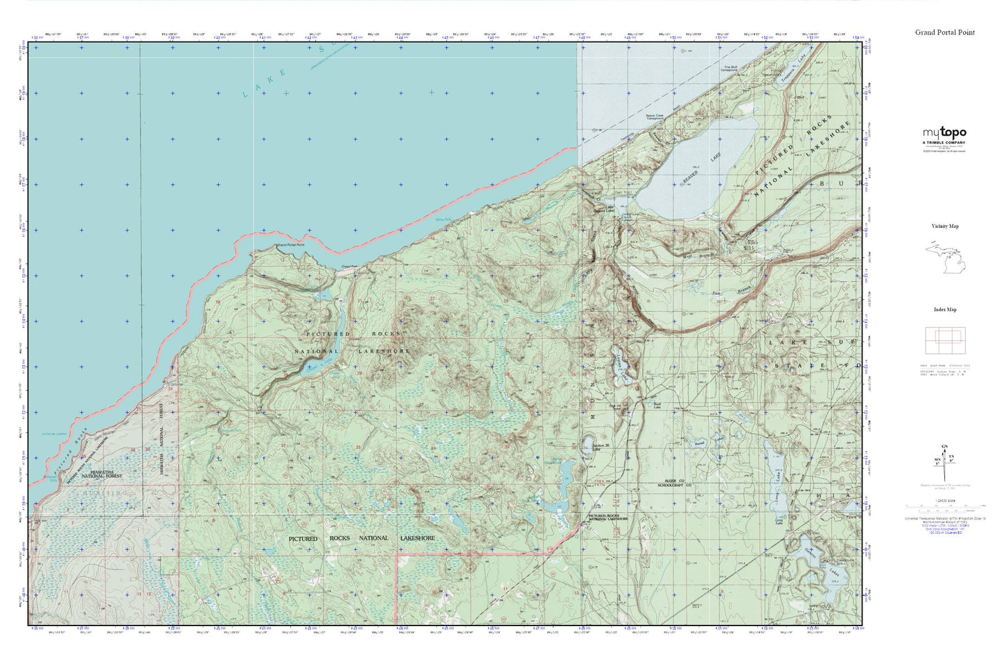 Pictured Rocks MyTopo Explorer Series Map Image