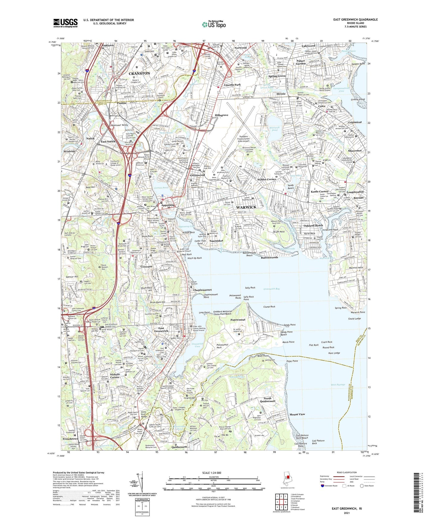 East Greenwich Rhode Island US Topo Map Image