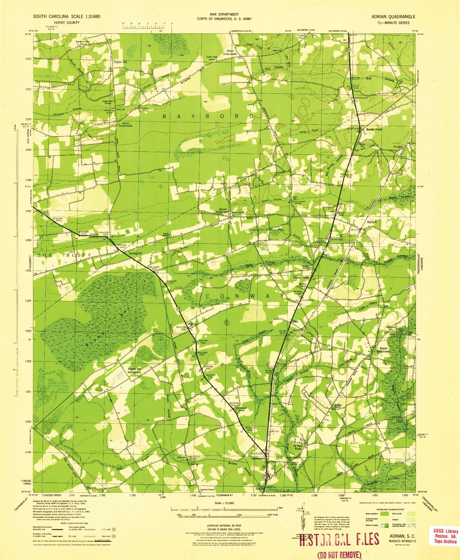 Classic USGS Adrian South Carolina 7.5'x7.5' Topo Map Image