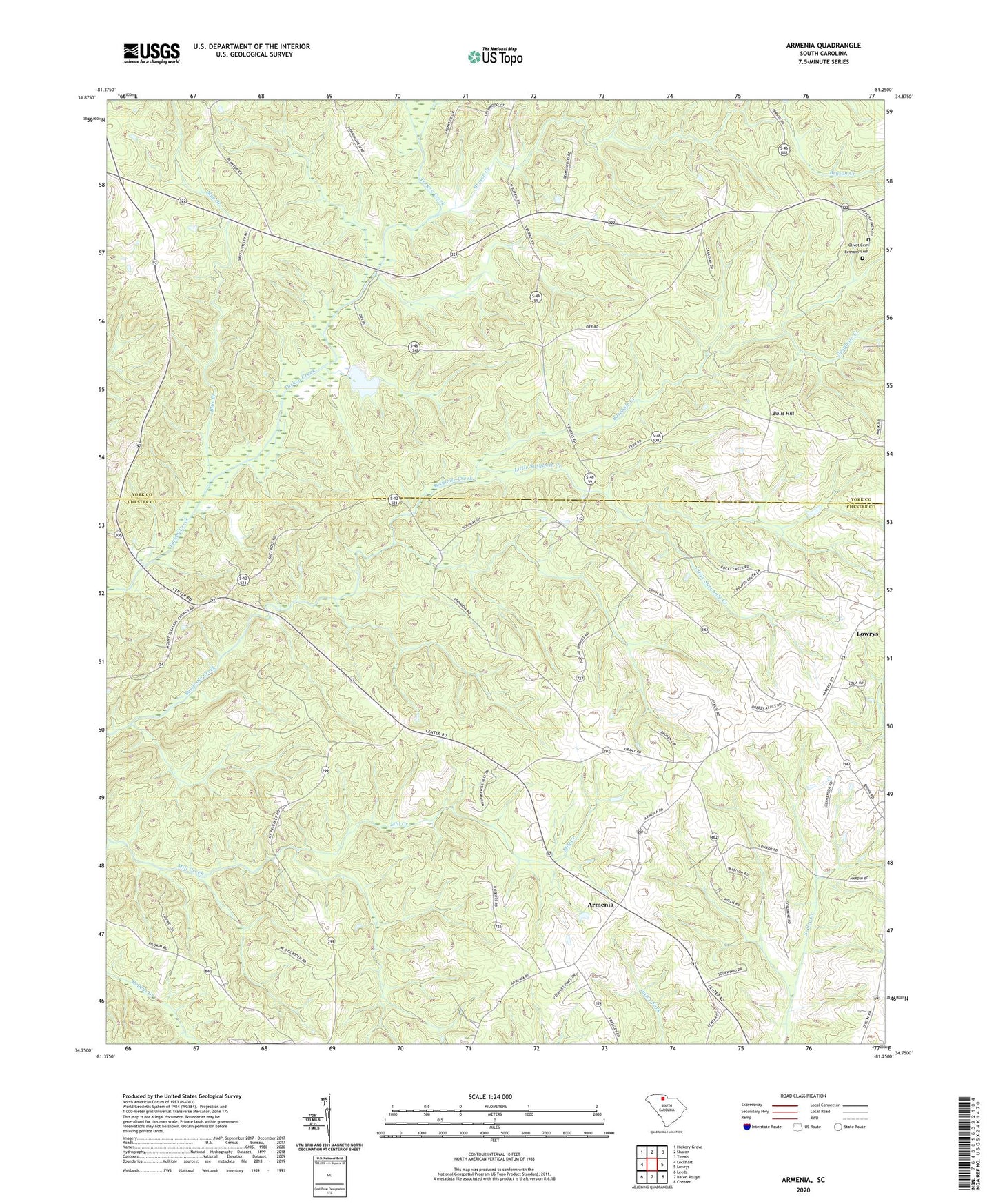 Armenia South Carolina US Topo Map Image