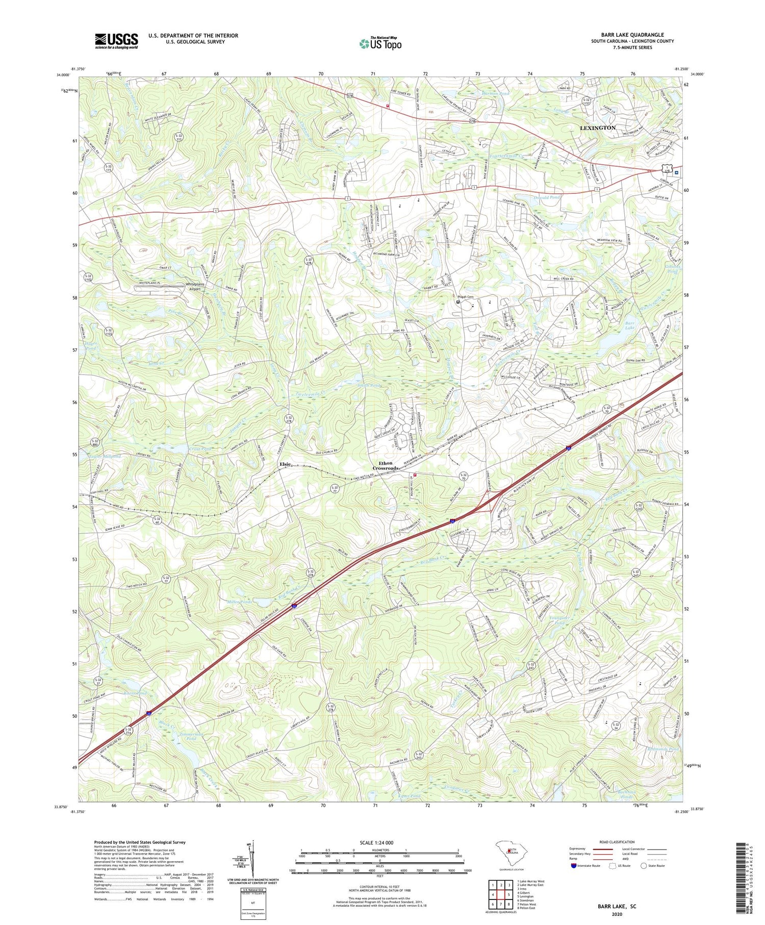 Barr Lake South Carolina US Topo Map Image
