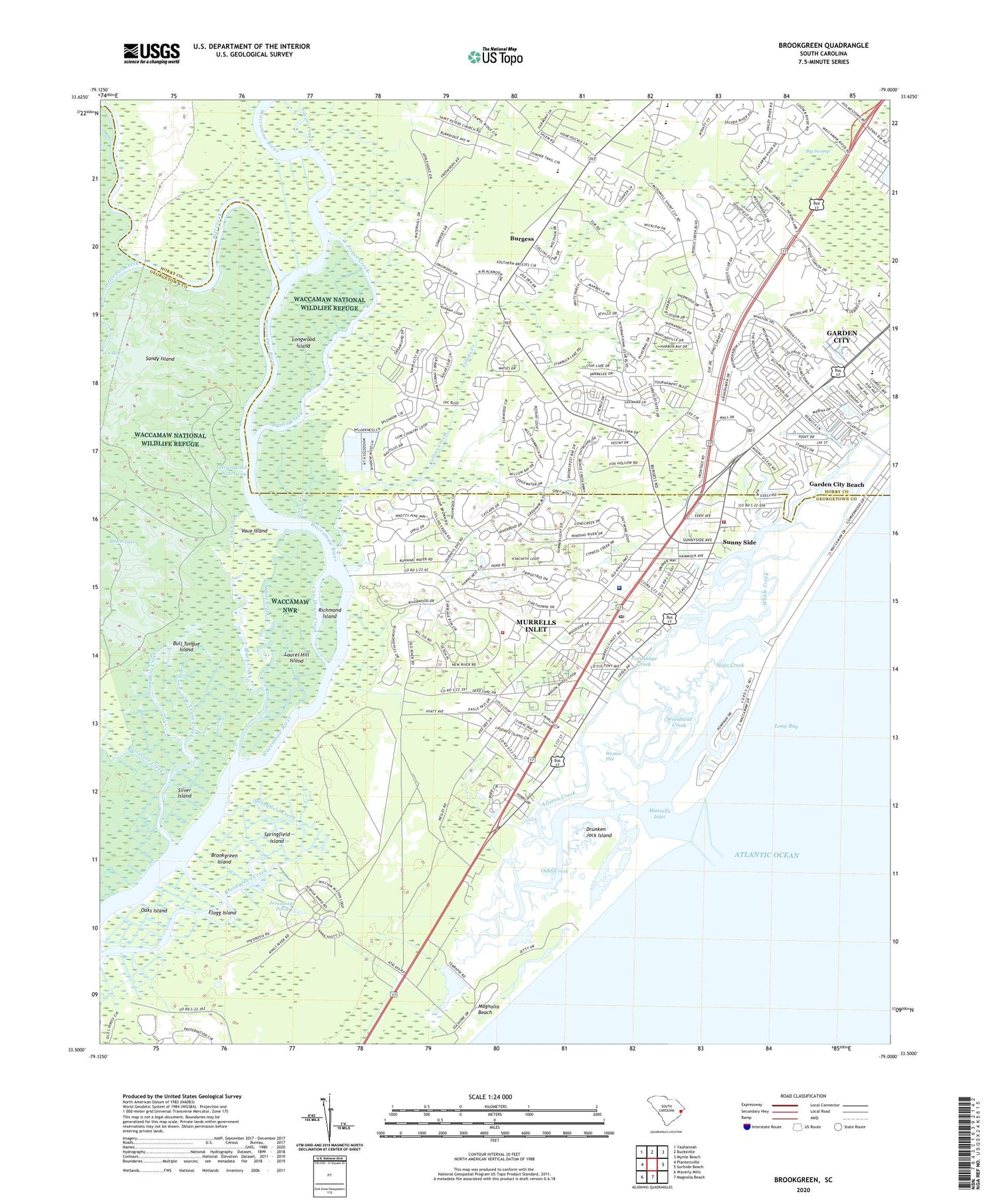Brookgreen South Carolina US Topo Map Image