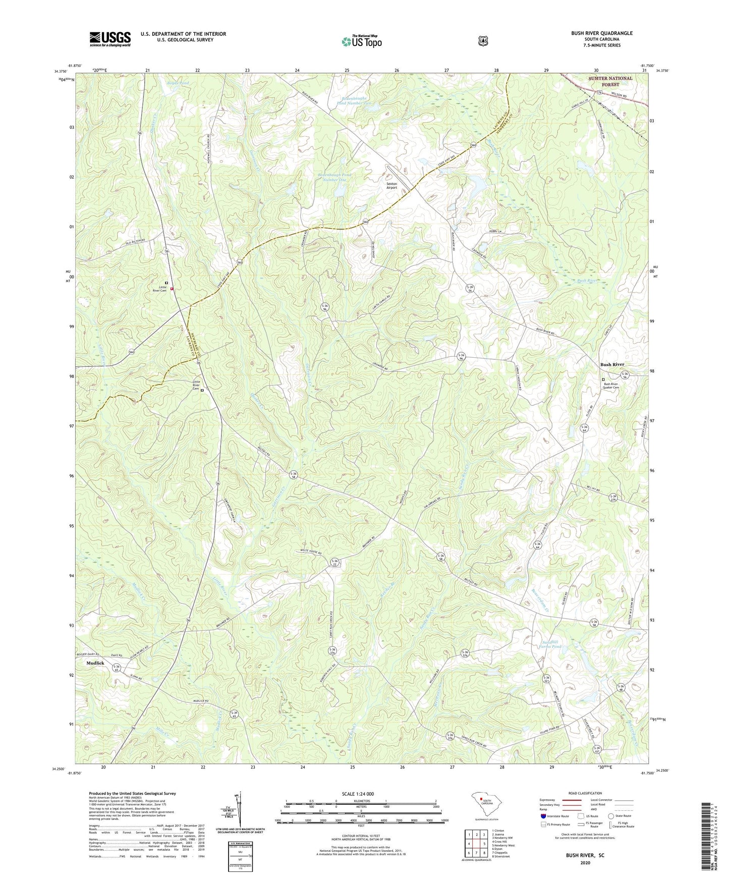 Bush River South Carolina US Topo Map Image