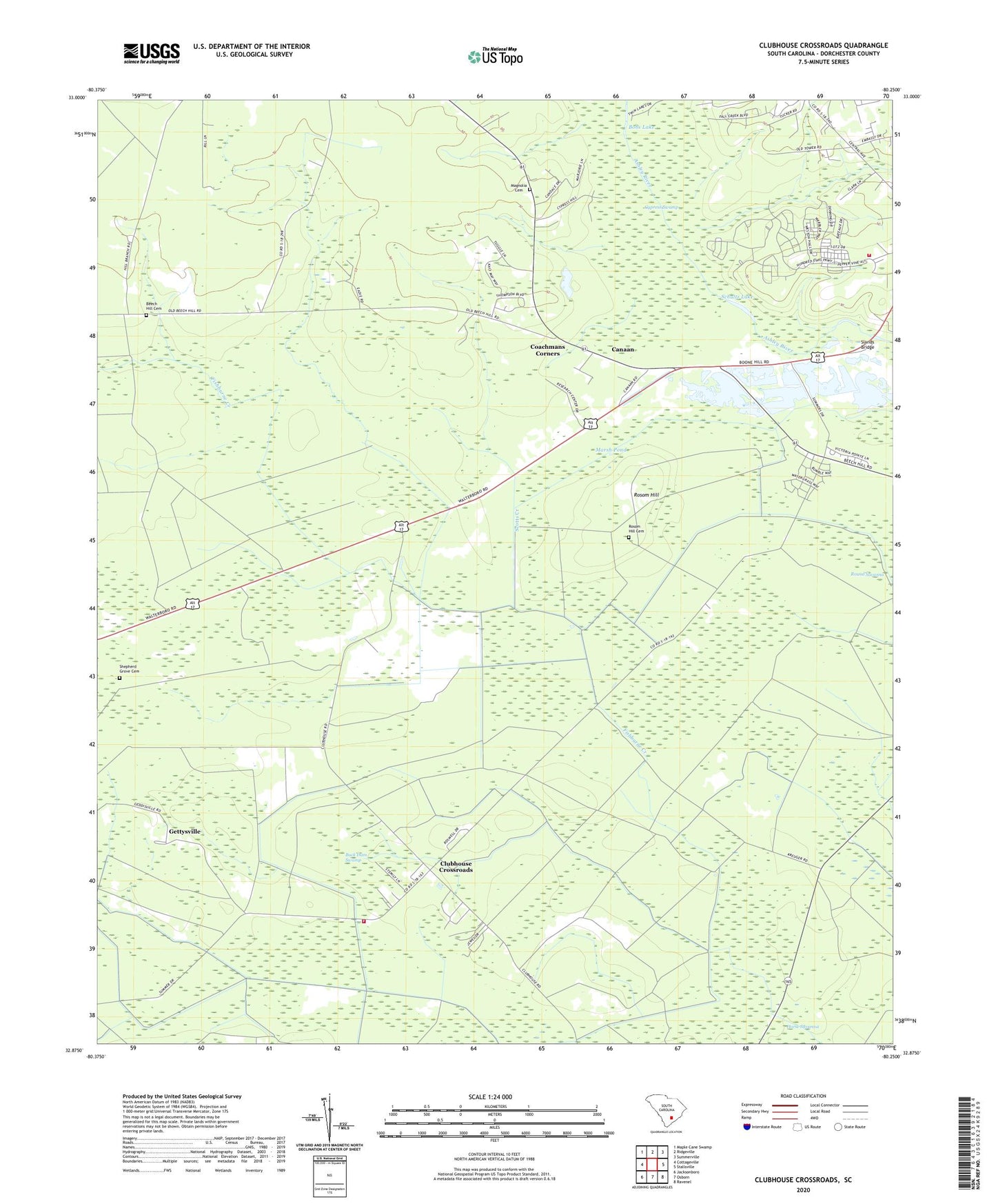 Clubhouse Crossroads South Carolina US Topo Map Image