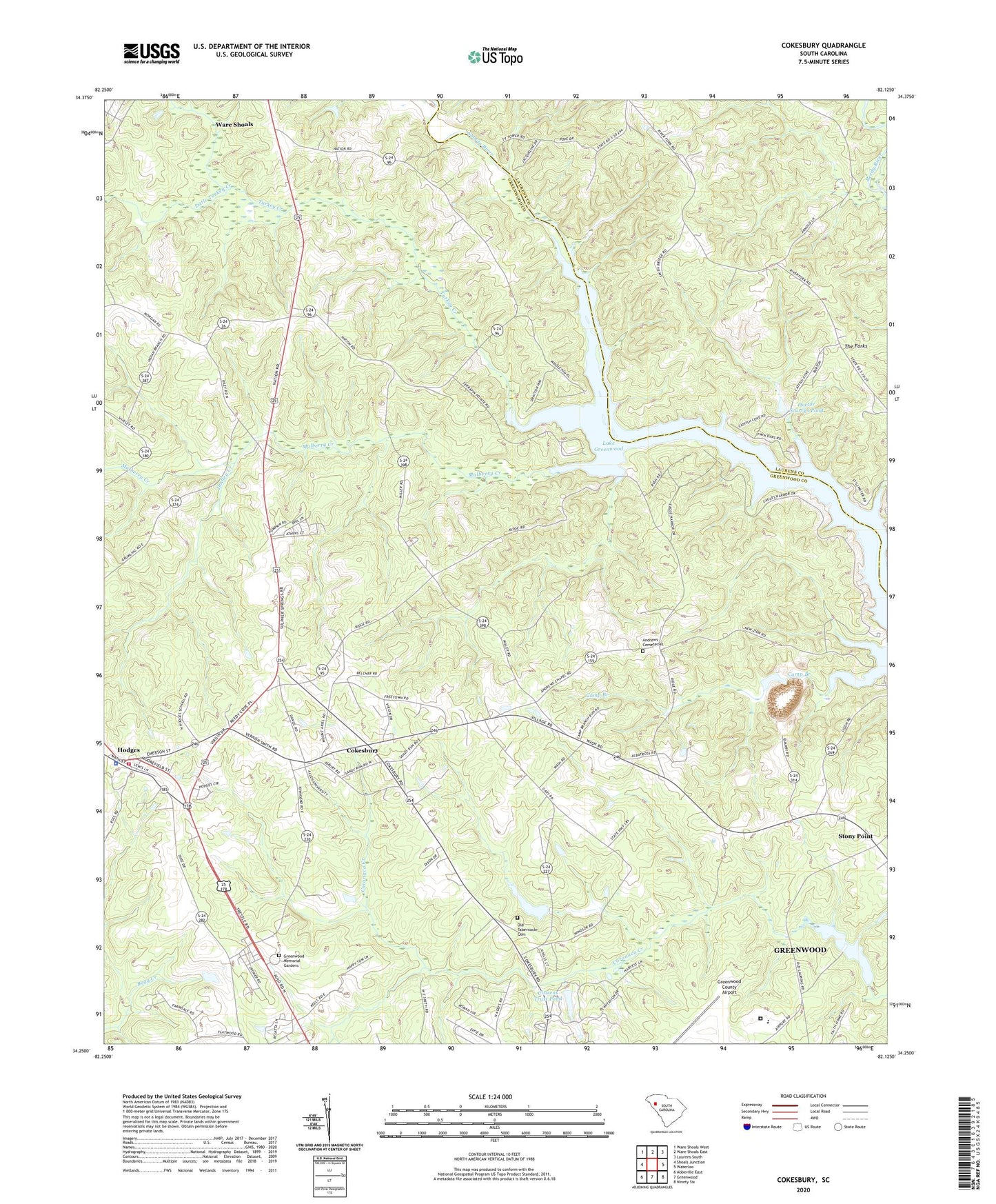 Cokesbury South Carolina US Topo Map Image
