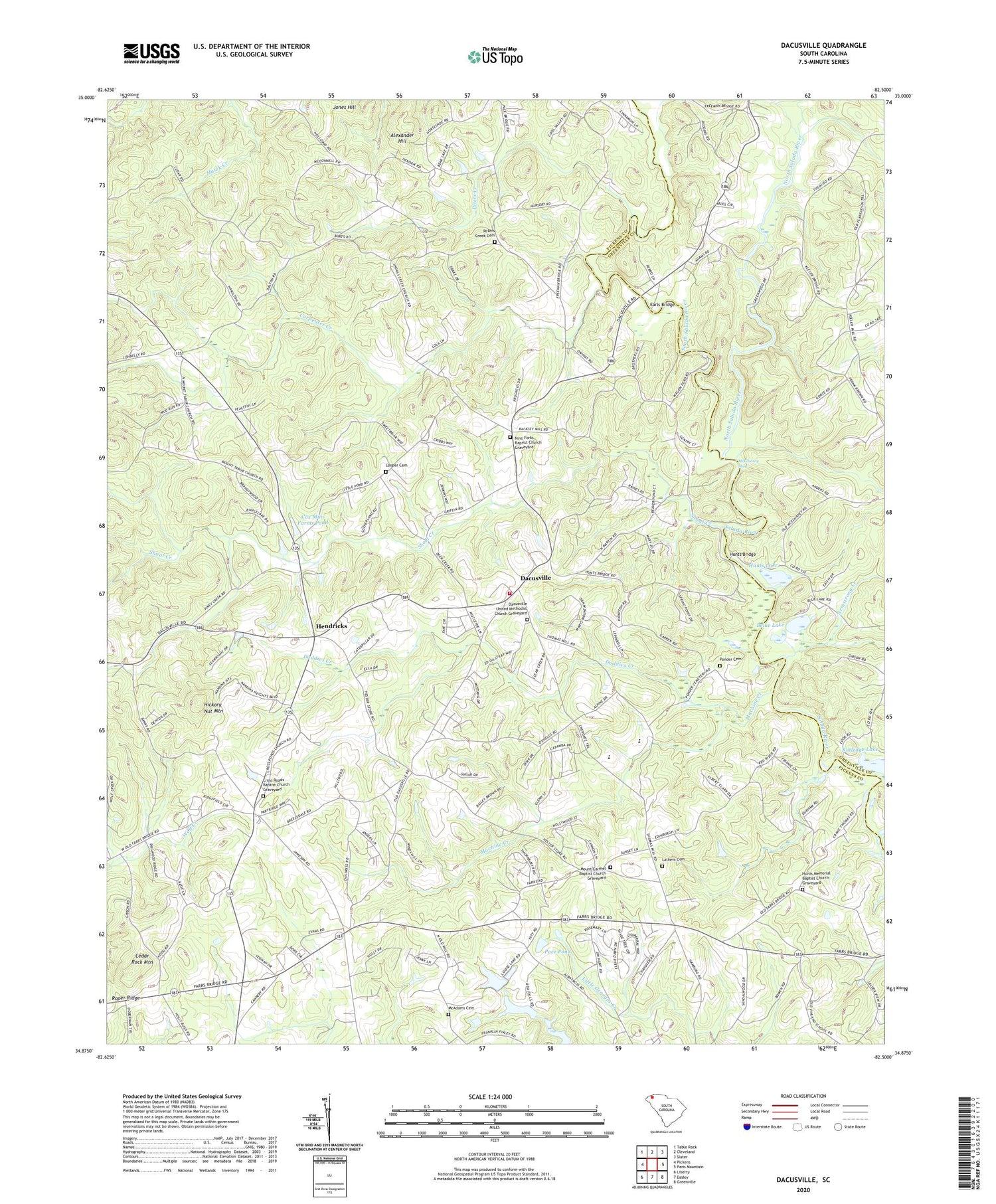 Dacusville South Carolina US Topo Map Image