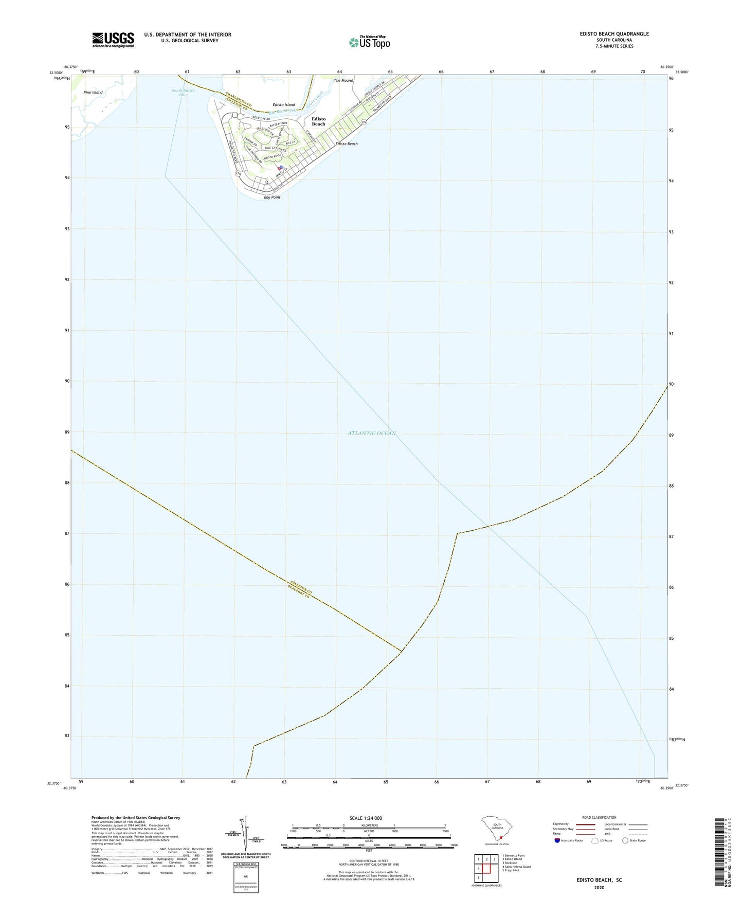 Edisto Beach South Carolina US Topo Map Image