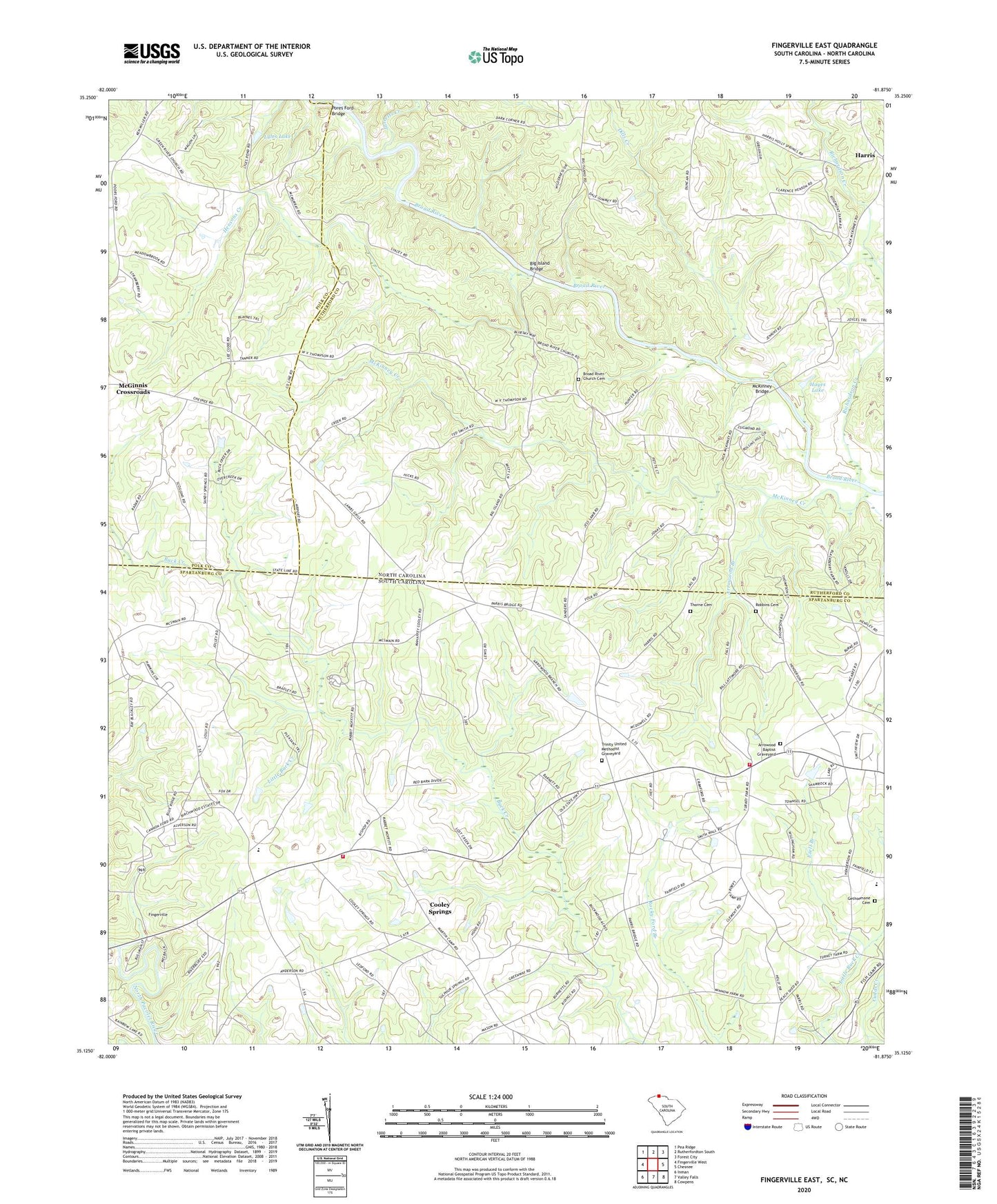 Fingerville East South Carolina US Topo Map Image