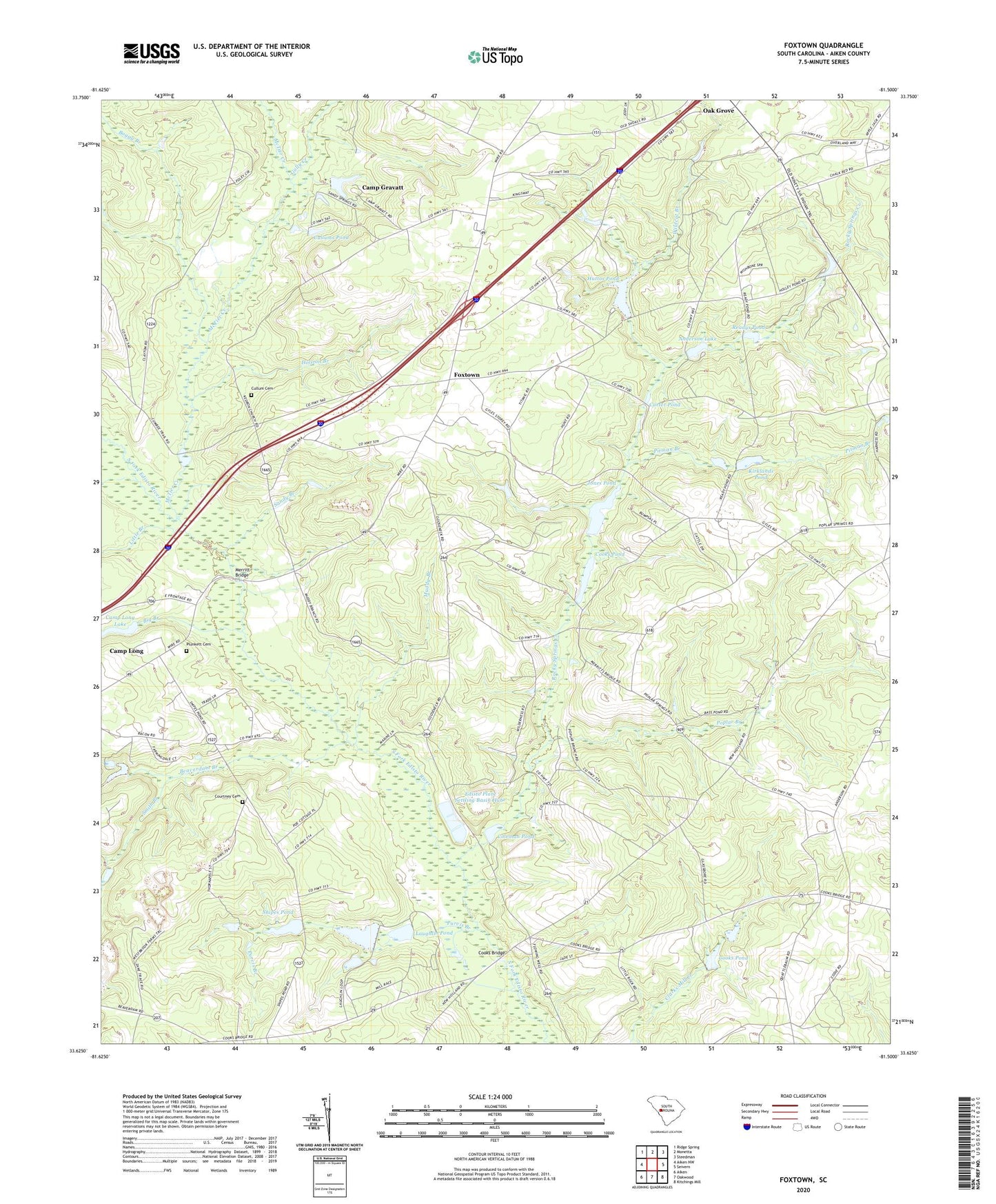 Foxtown South Carolina US Topo Map Image