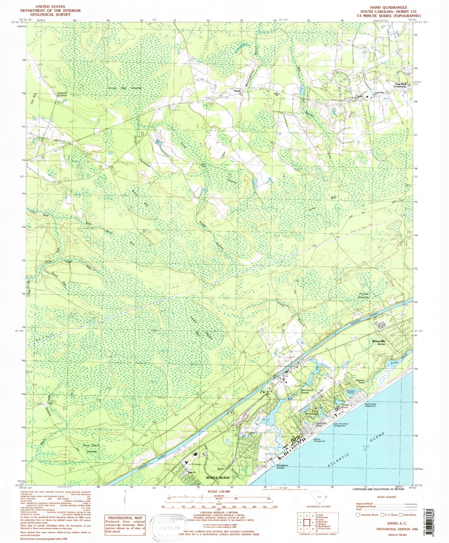 Classic USGS Hand South Carolina 7.5'x7.5' Topo Map Image