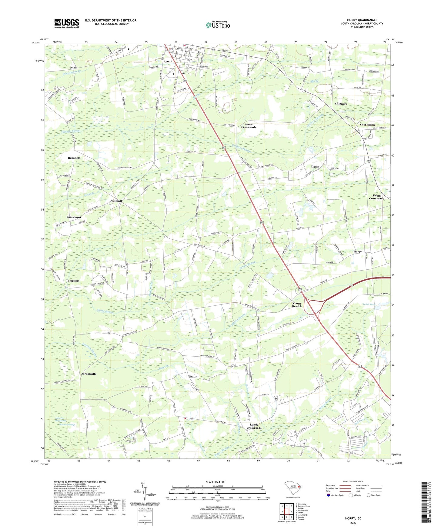 Horry South Carolina US Topo Map Image
