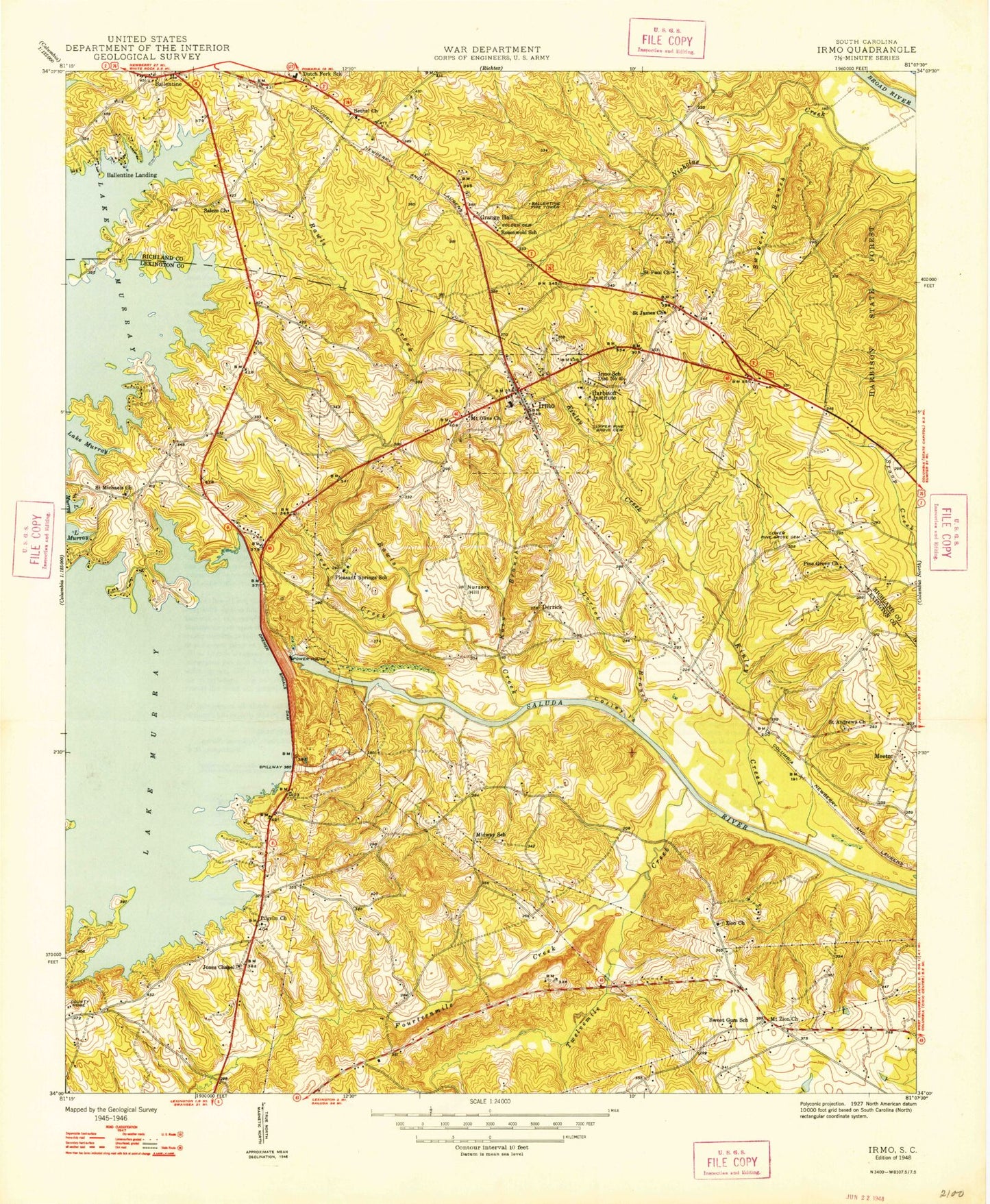 Classic USGS Irmo South Carolina 7.5'x7.5' Topo Map Image