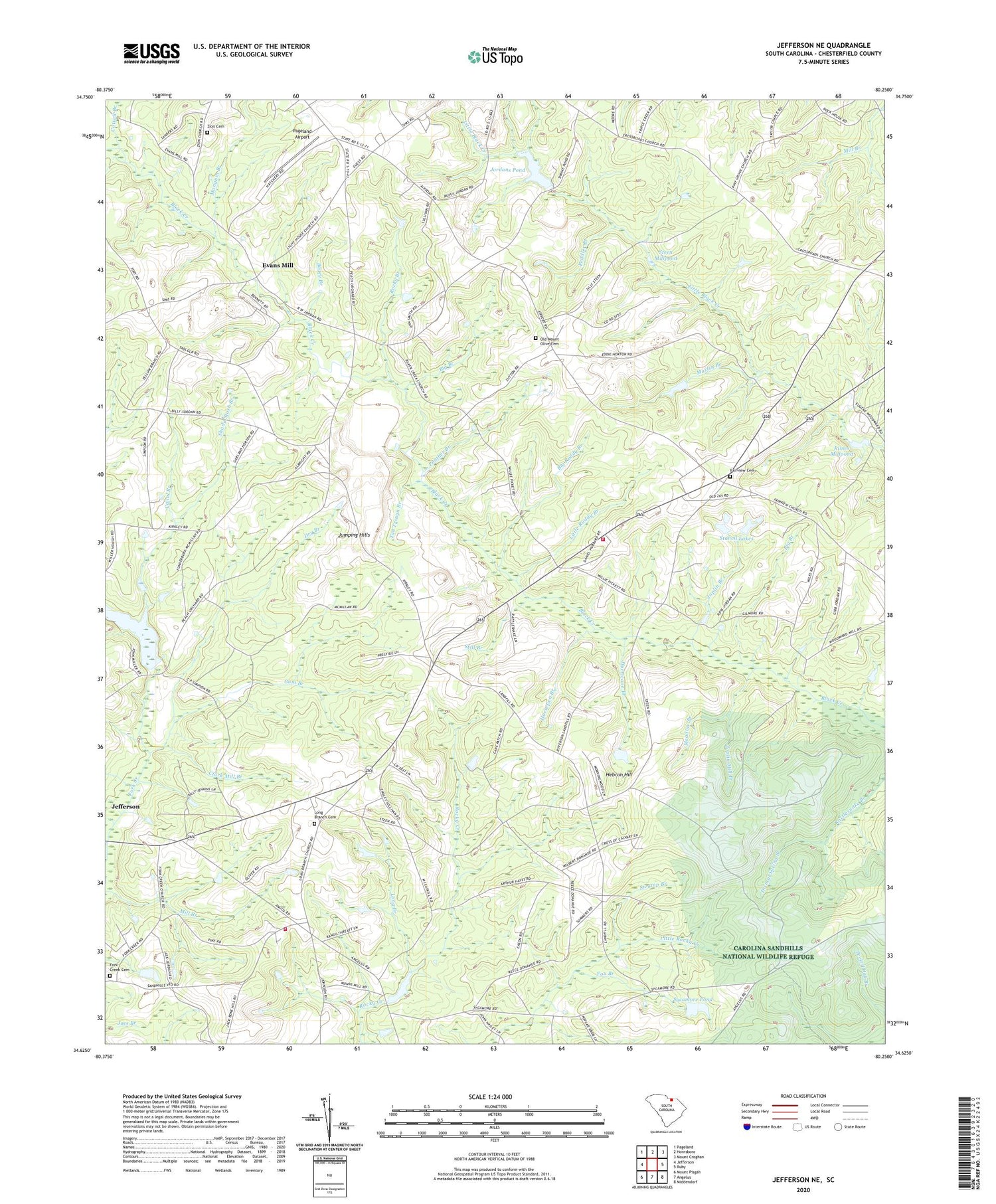 Jefferson NE South Carolina US Topo Map Image
