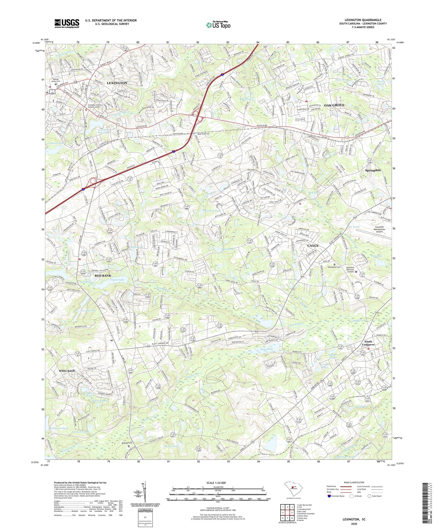 Lexington South Carolina US Topo Map Image