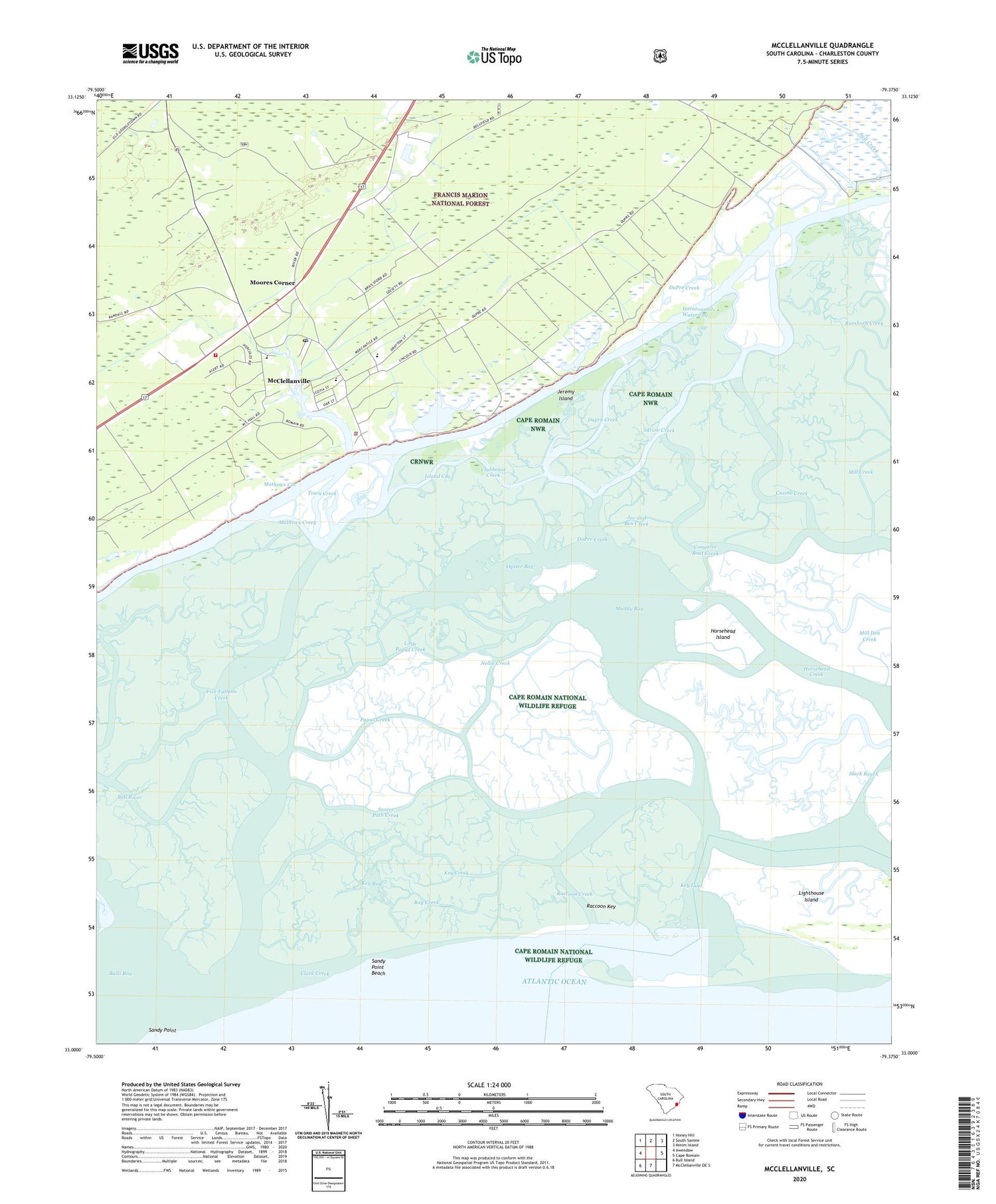McClellanville South Carolina US Topo Map Image