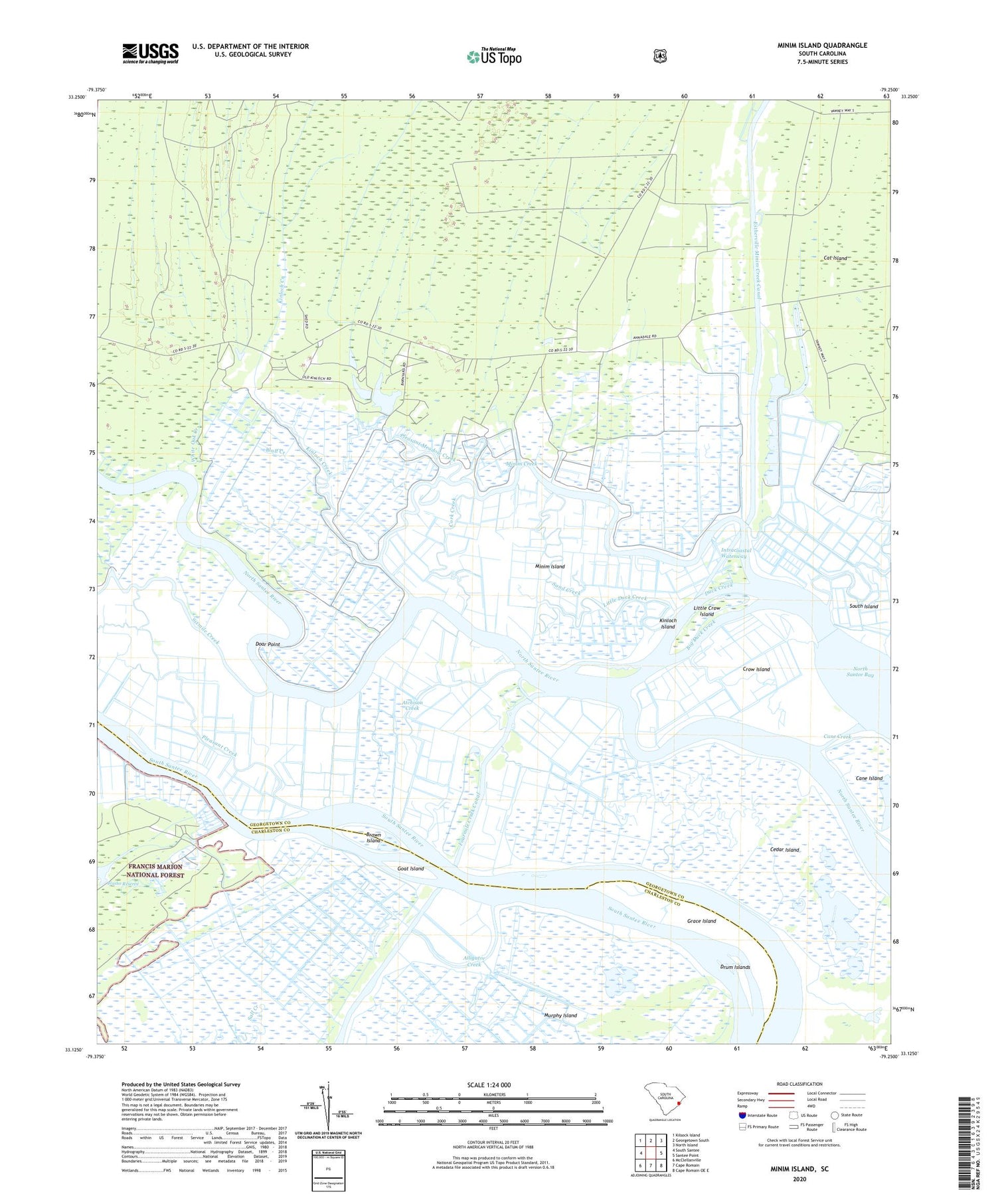 Minim Island South Carolina US Topo Map Image