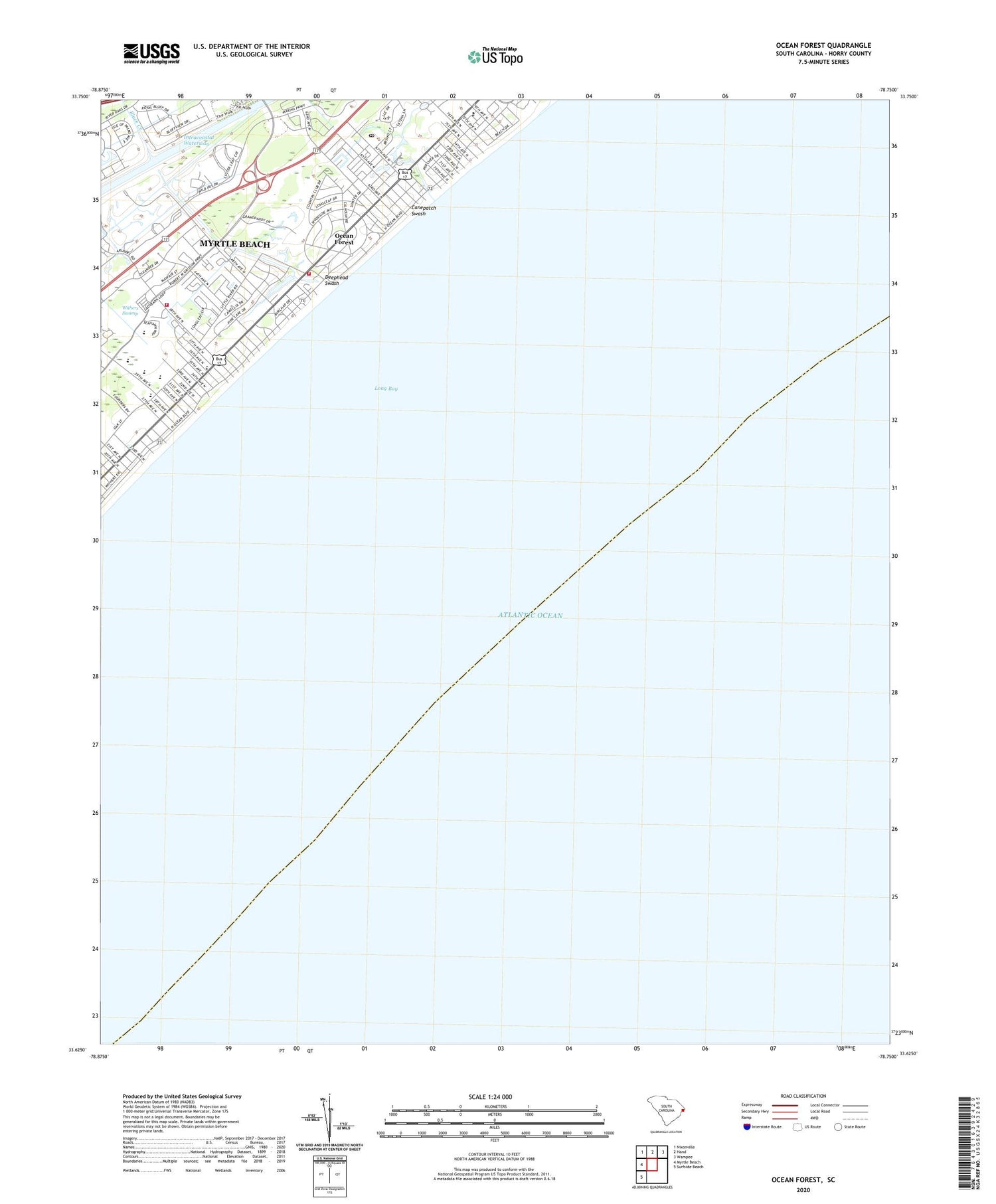 Ocean Forest South Carolina US Topo Map Image