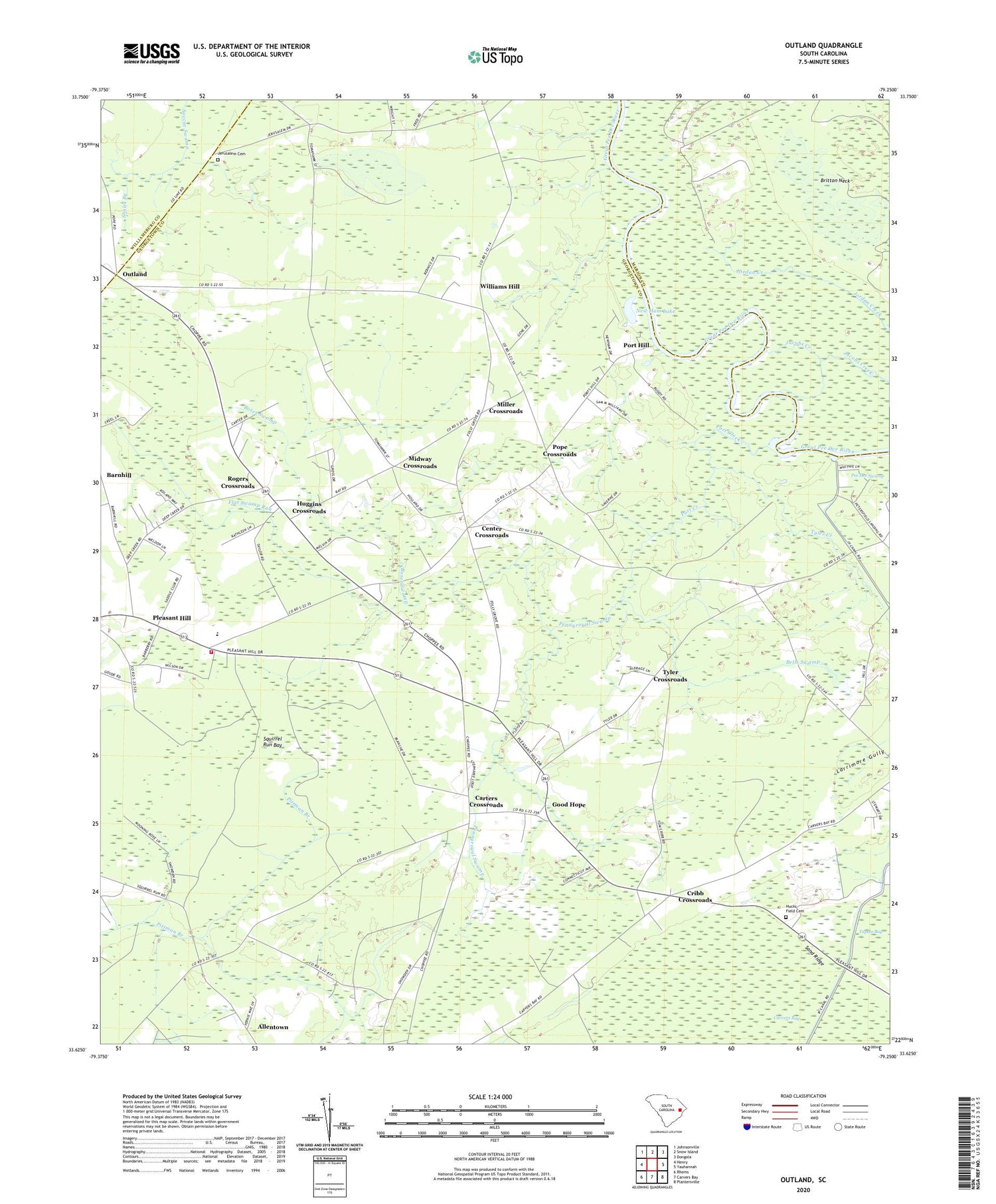Outland South Carolina US Topo Map Image