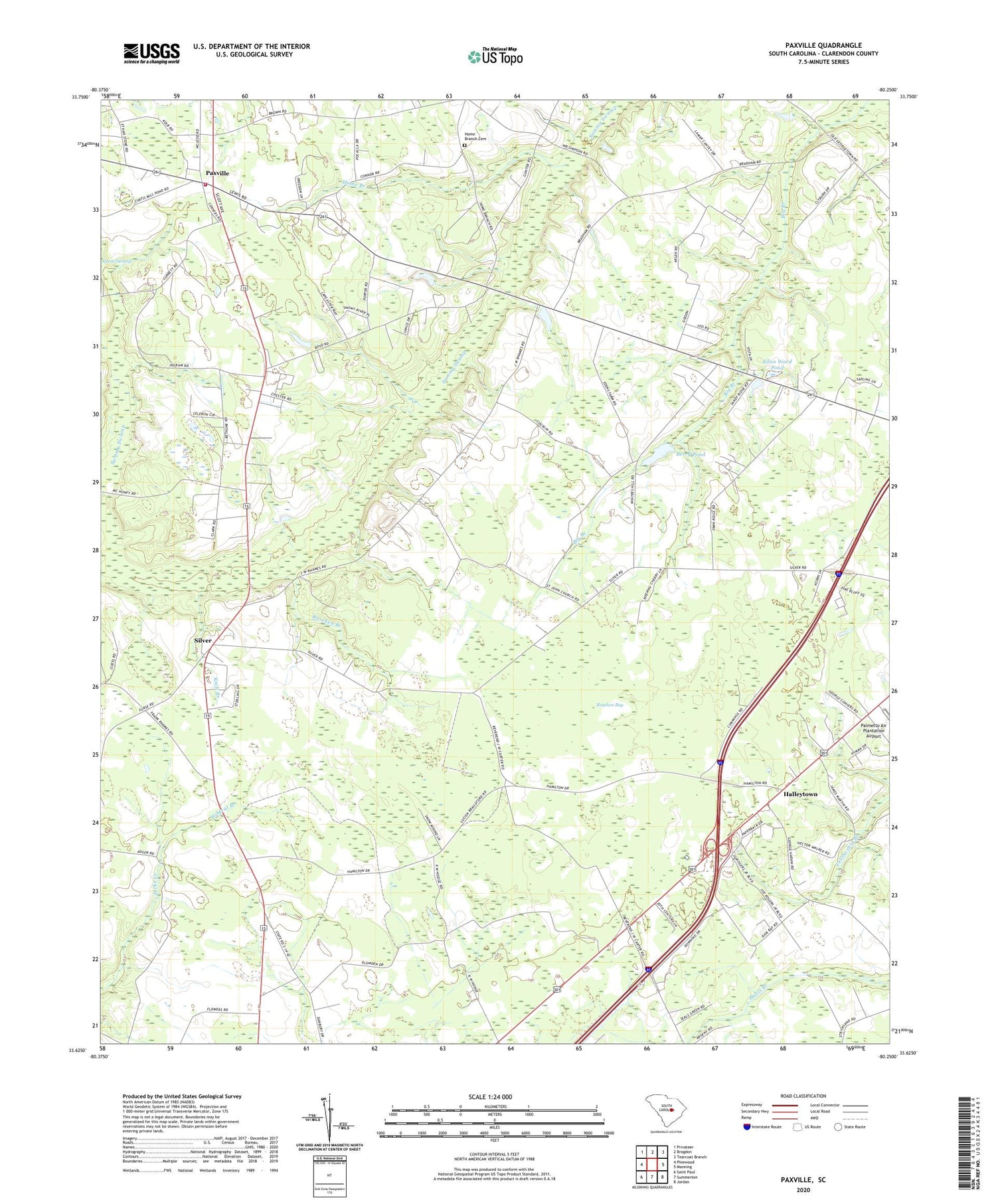 Paxville South Carolina US Topo Map Image