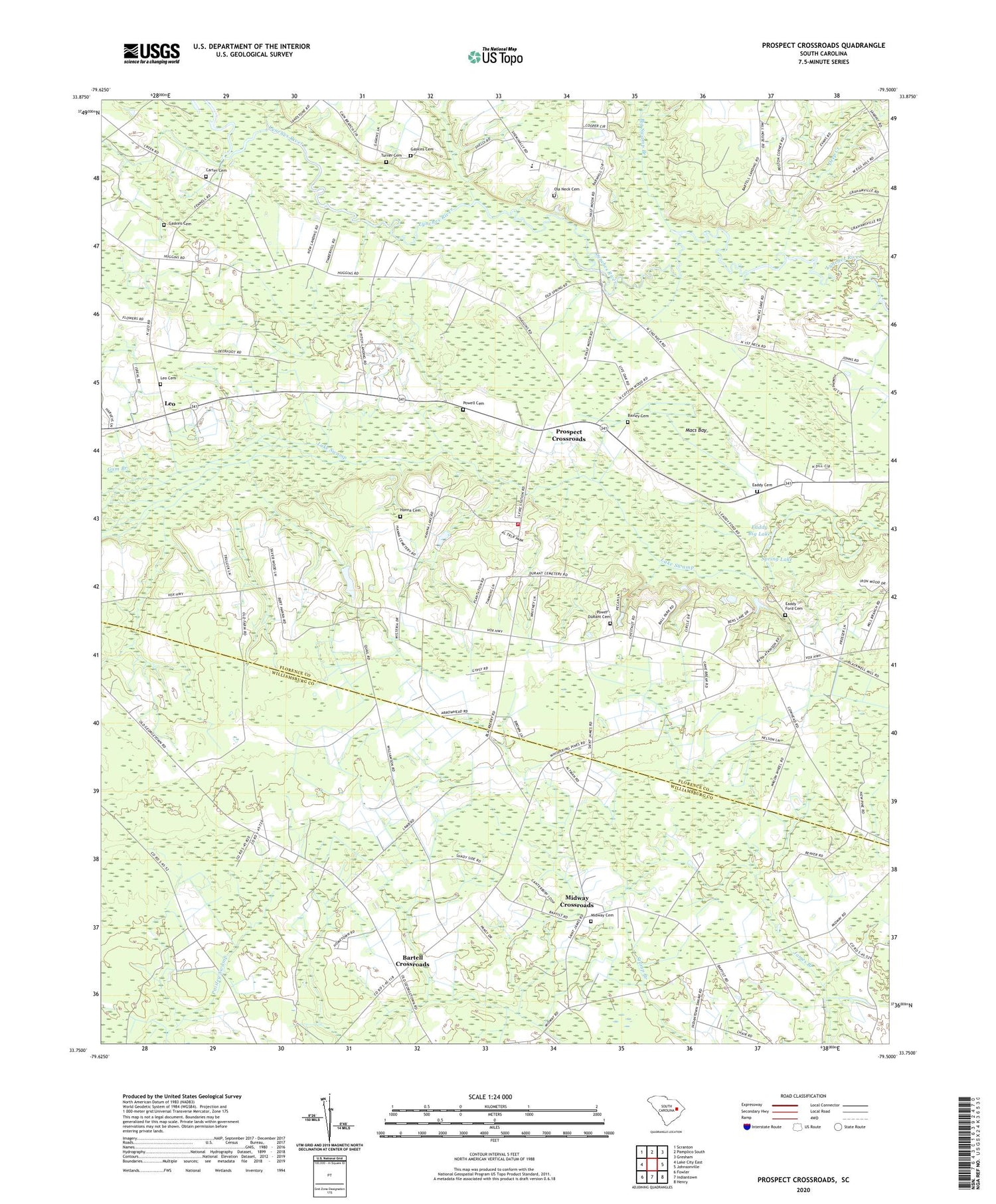Prospect Crossroads South Carolina US Topo Map Image