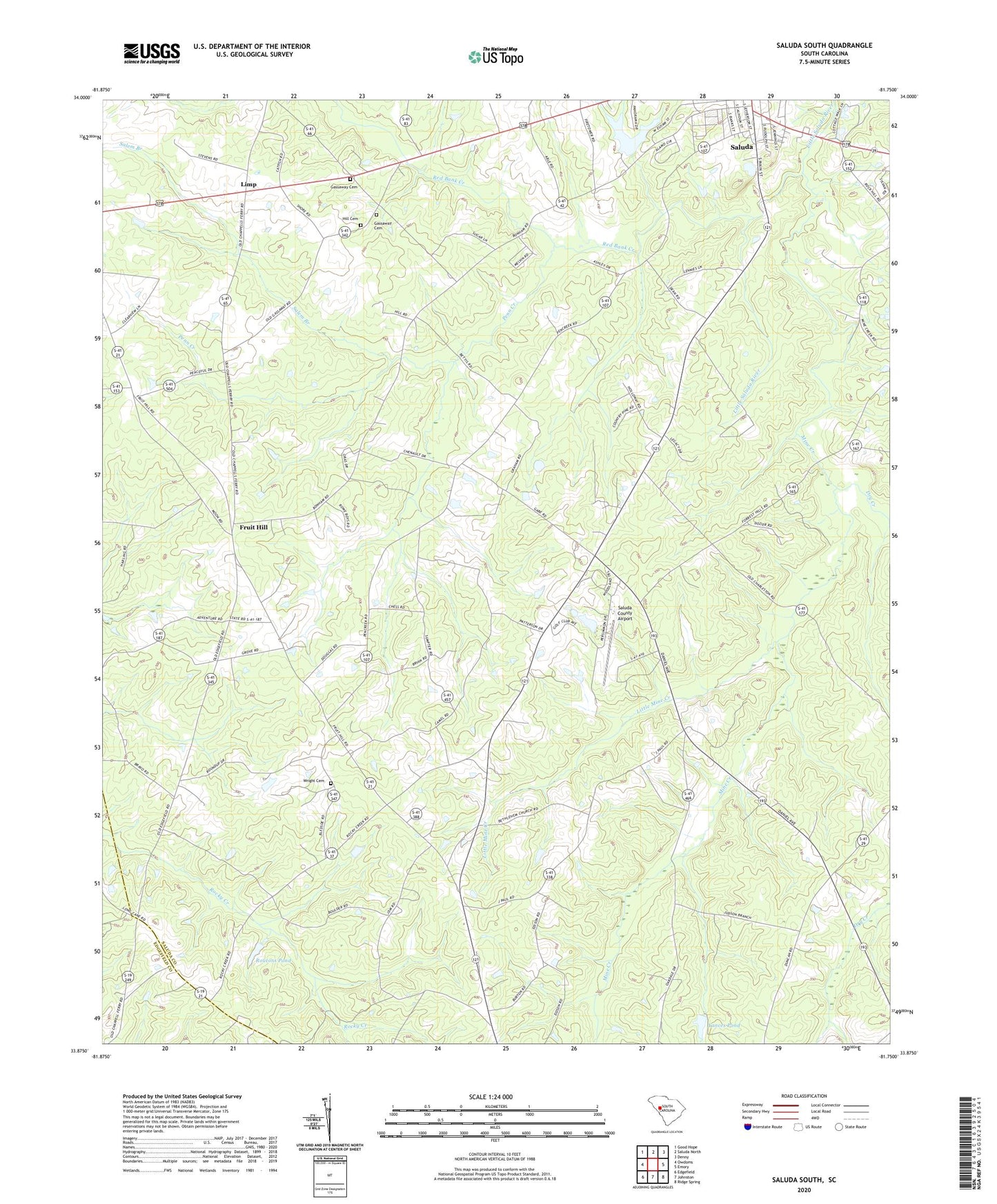 Saluda South South Carolina US Topo Map Image