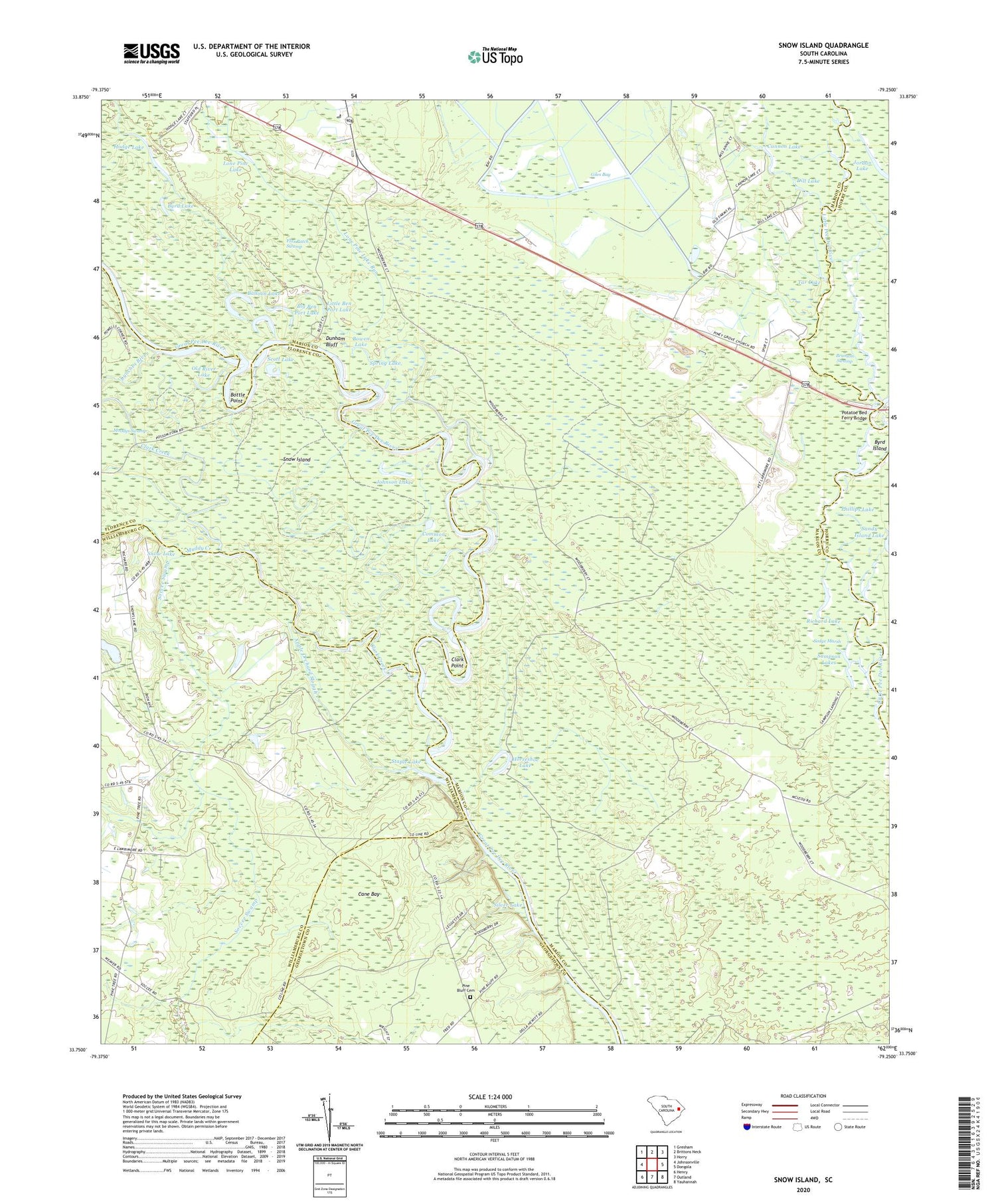 Snow Island South Carolina US Topo Map Image