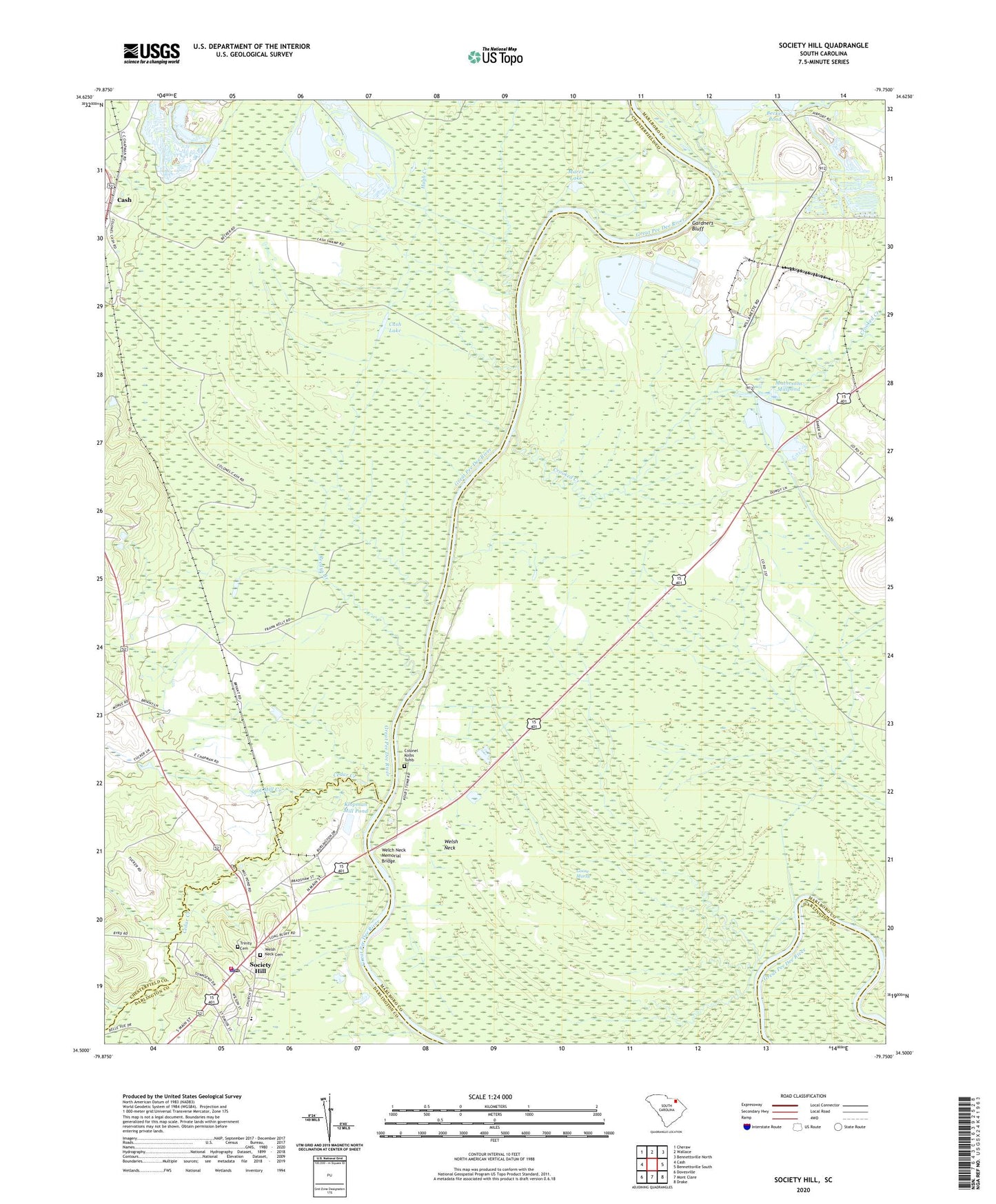 Society Hill South Carolina US Topo Map Image