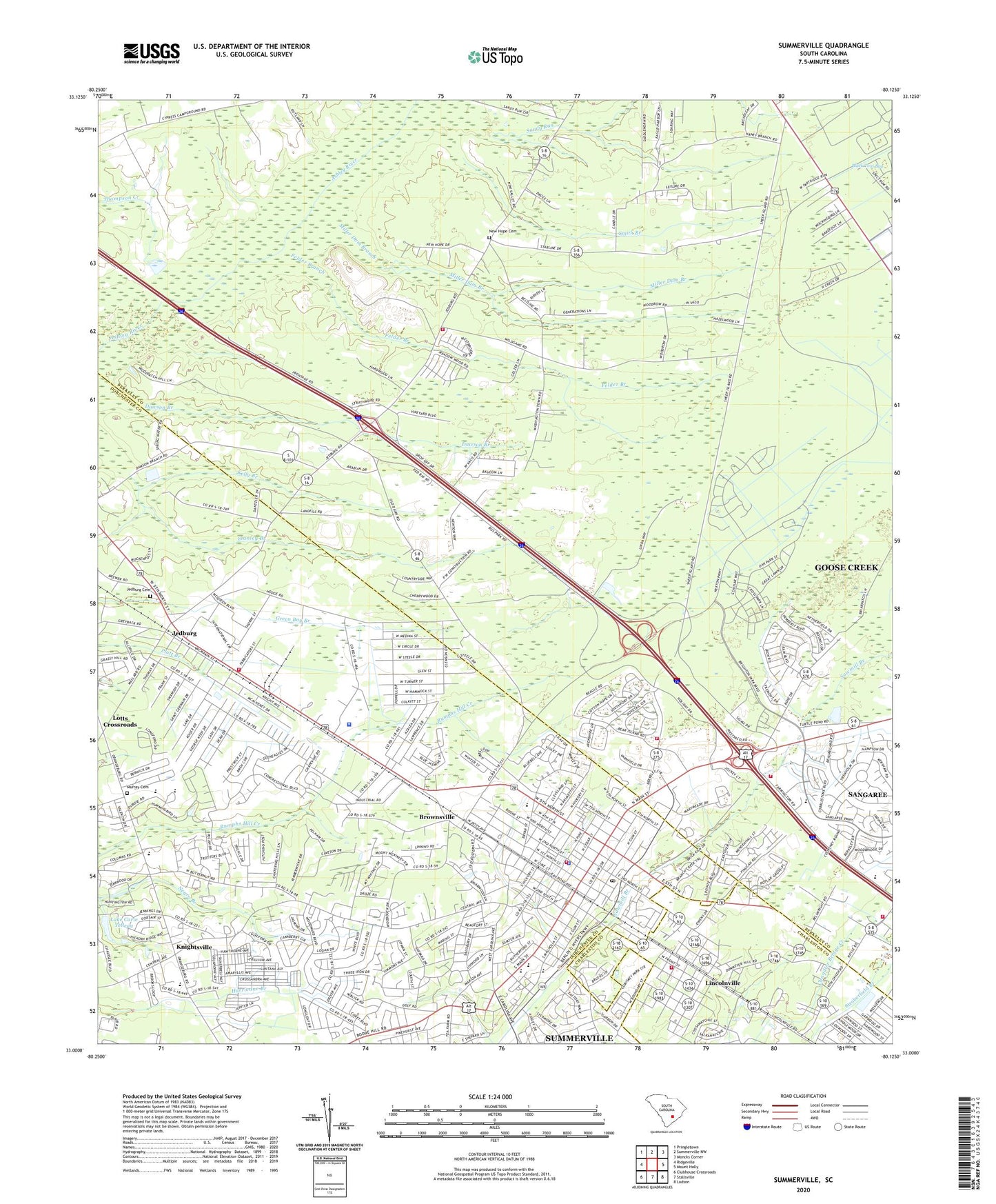 Summerville South Carolina US Topo Map Image