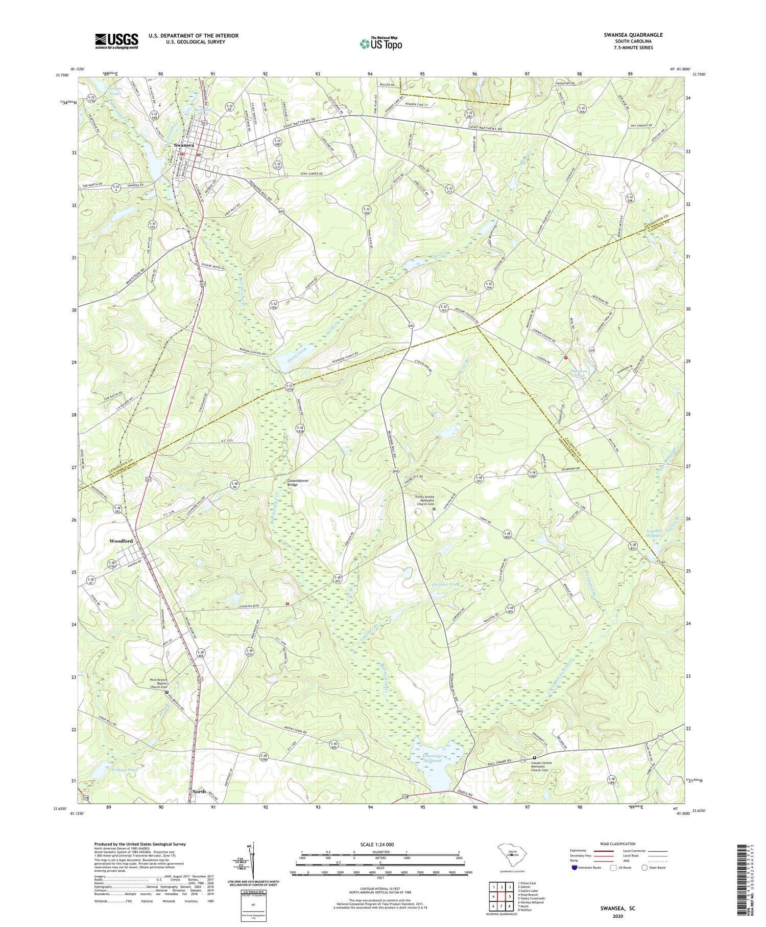 Swansea South Carolina US Topo Map Image