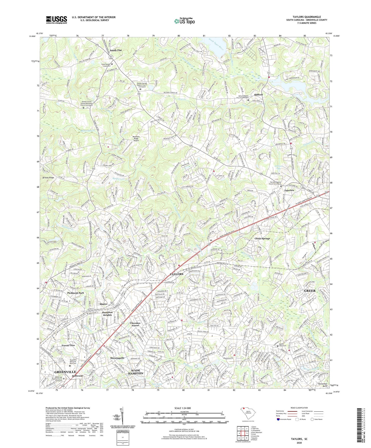 Taylors South Carolina US Topo Map Image
