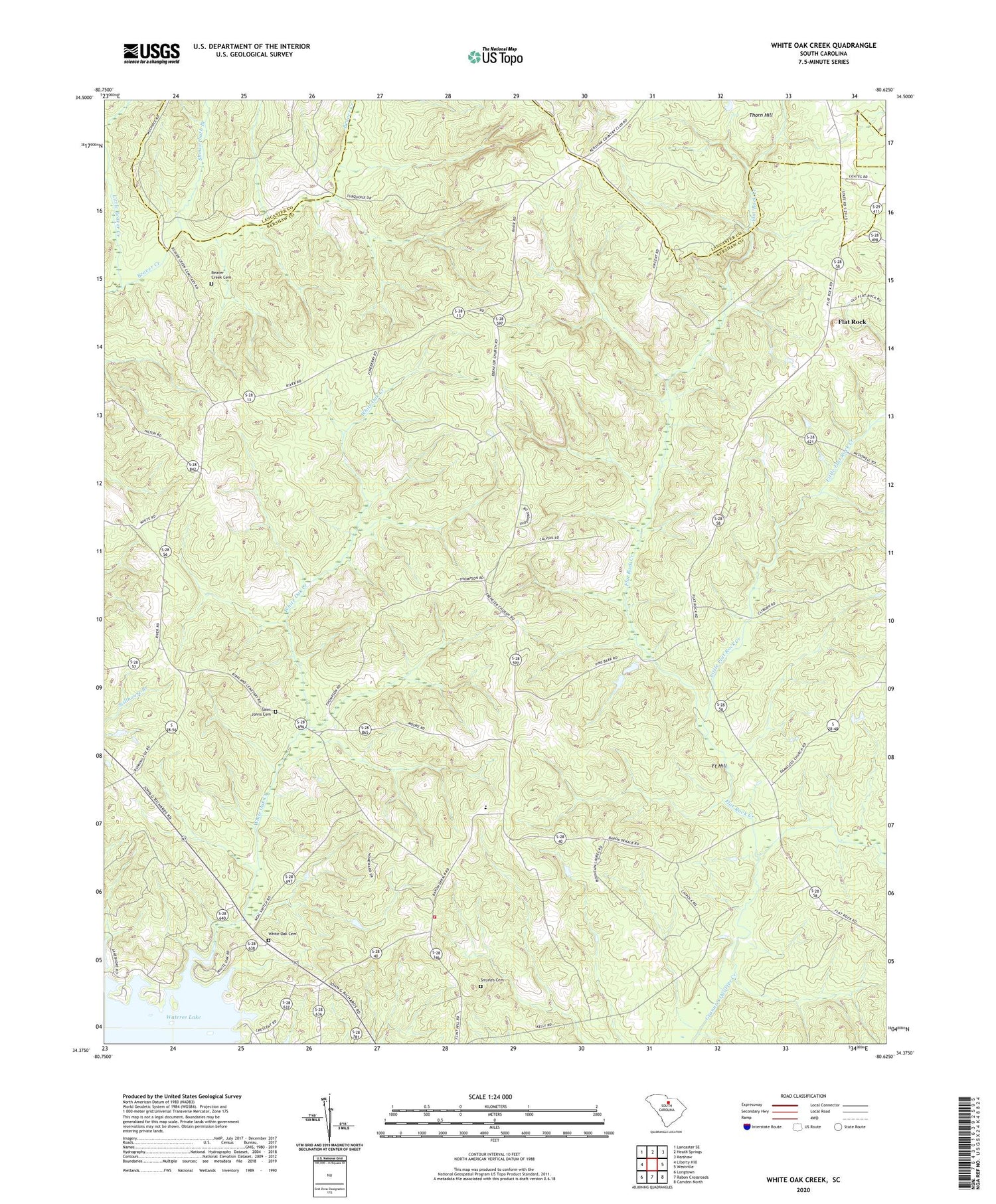 White Oak Creek South Carolina US Topo Map Image
