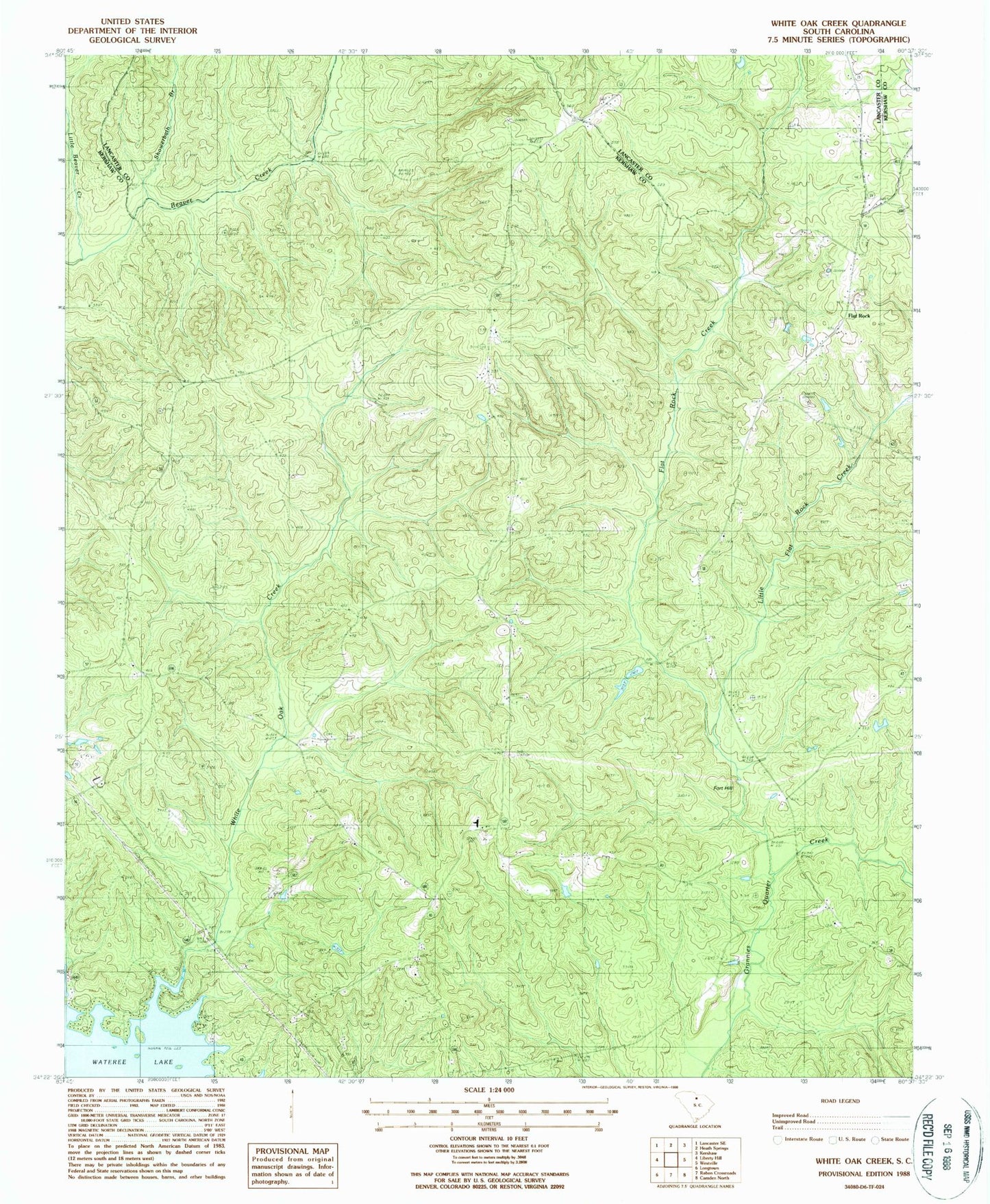 Classic USGS White Oak Creek South Carolina 7.5'x7.5' Topo Map Image