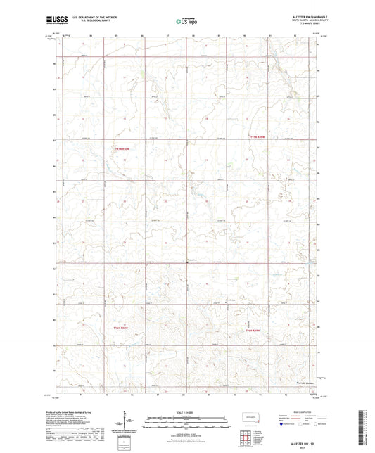 Alcester NW South Dakota US Topo Map Image