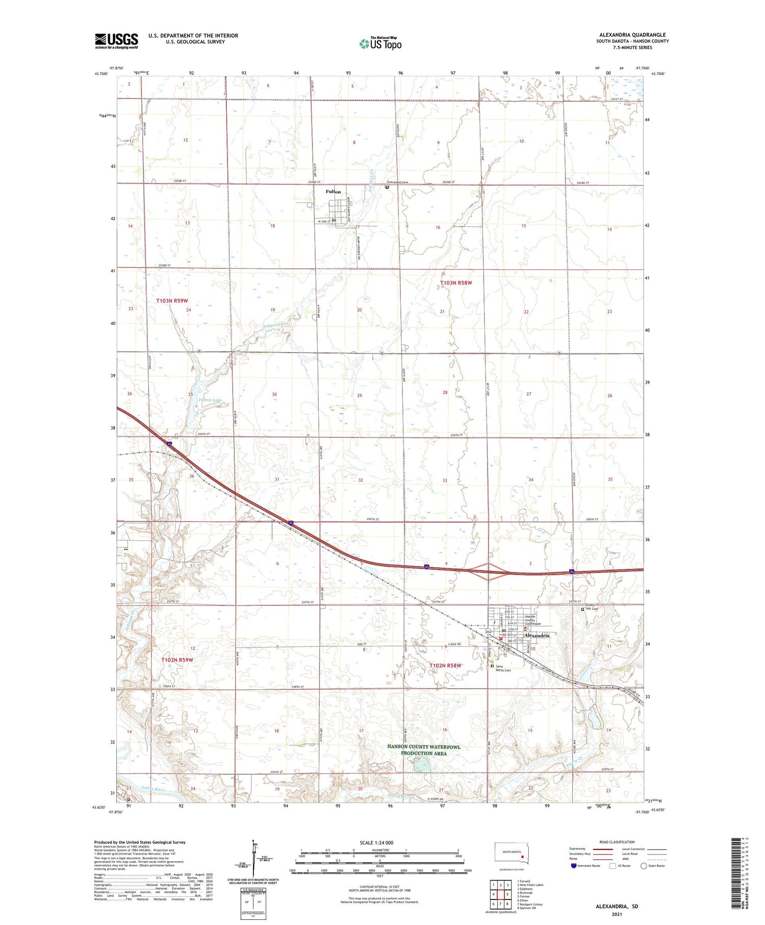 Alexandria South Dakota US Topo Map Image