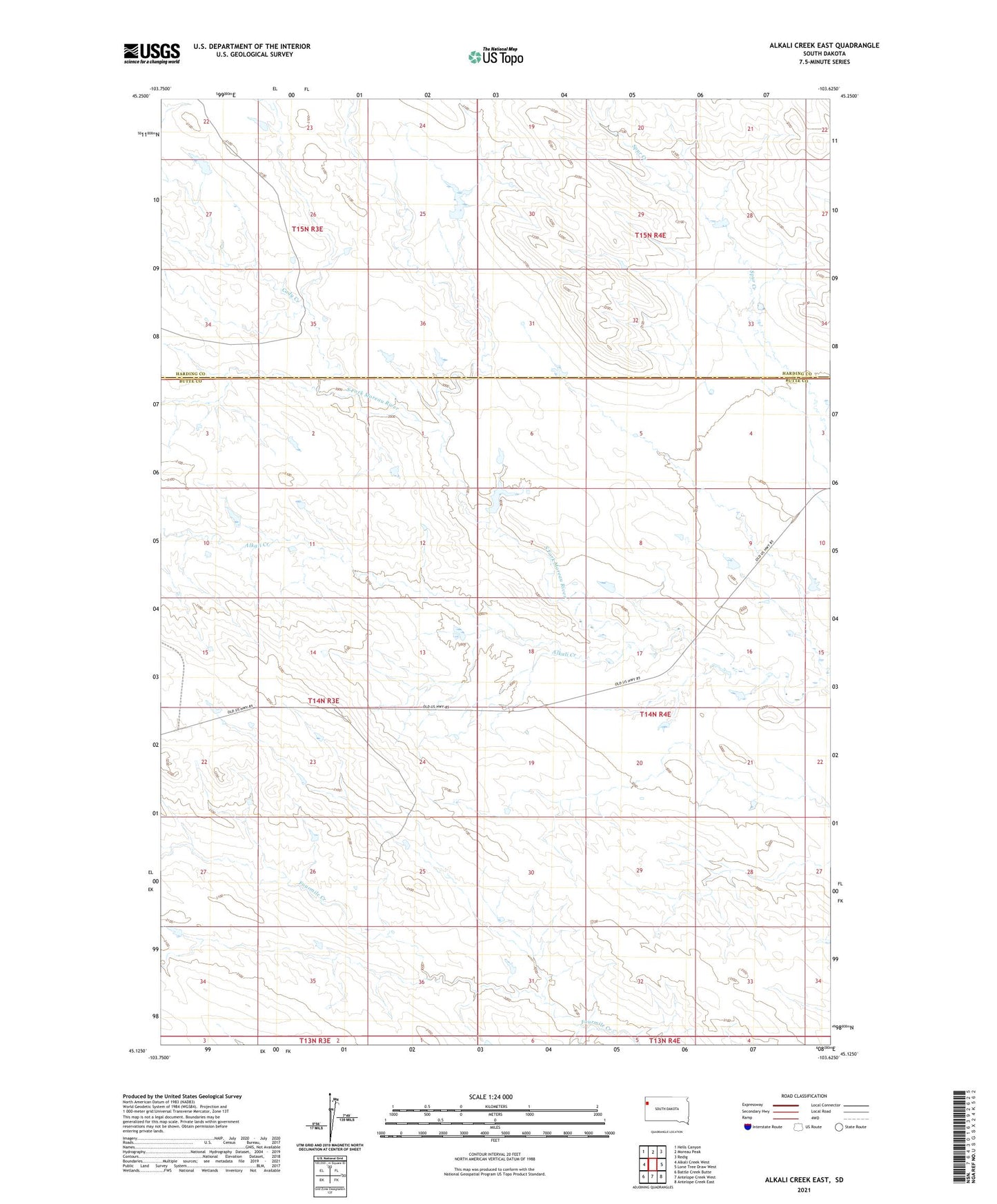 Alkali Creek East South Dakota US Topo Map Image