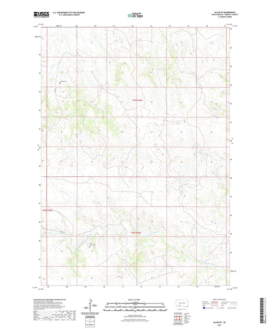 Allen SE South Dakota US Topo Map Image