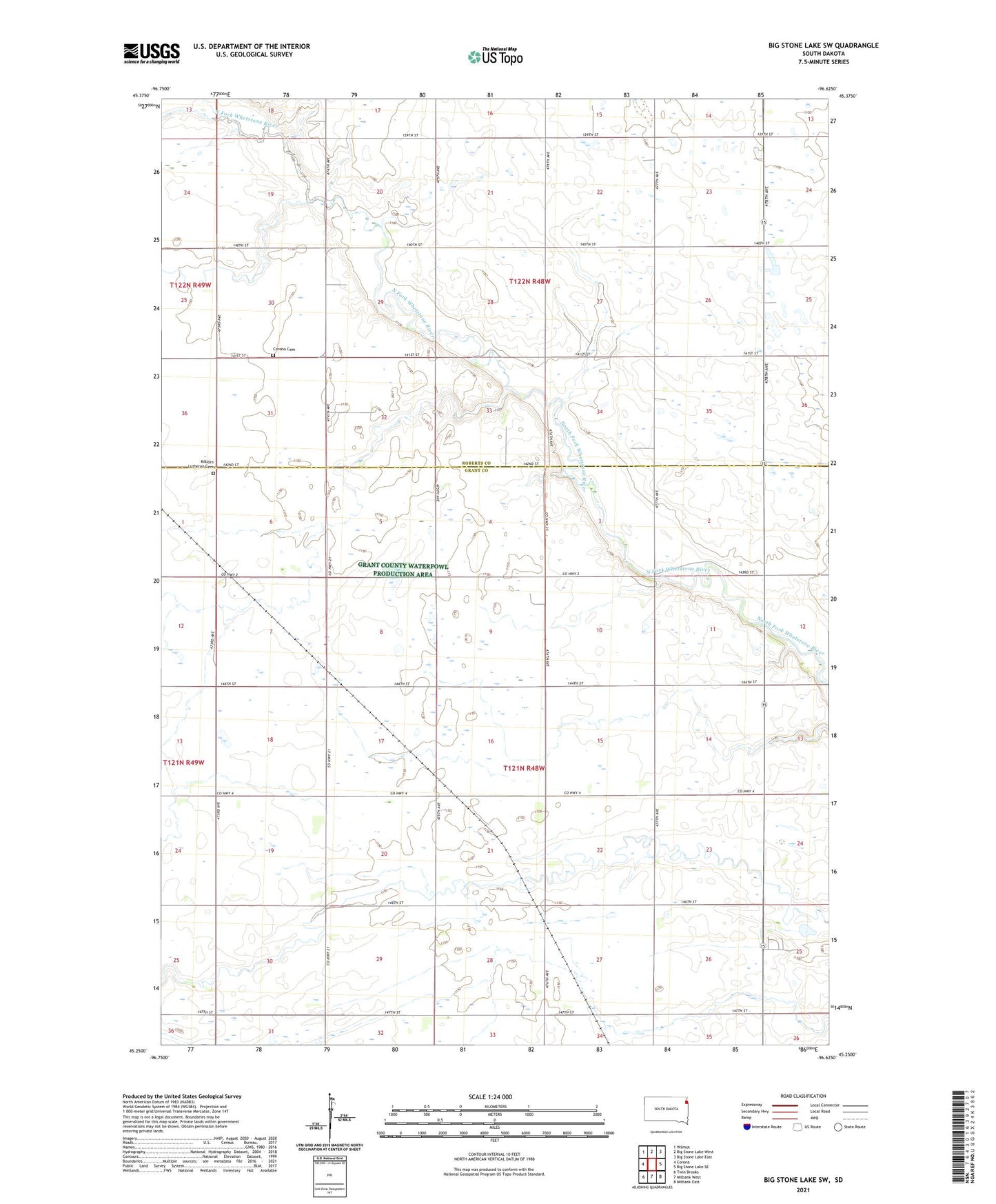 Big Stone Lake SW South Dakota US Topo Map Image